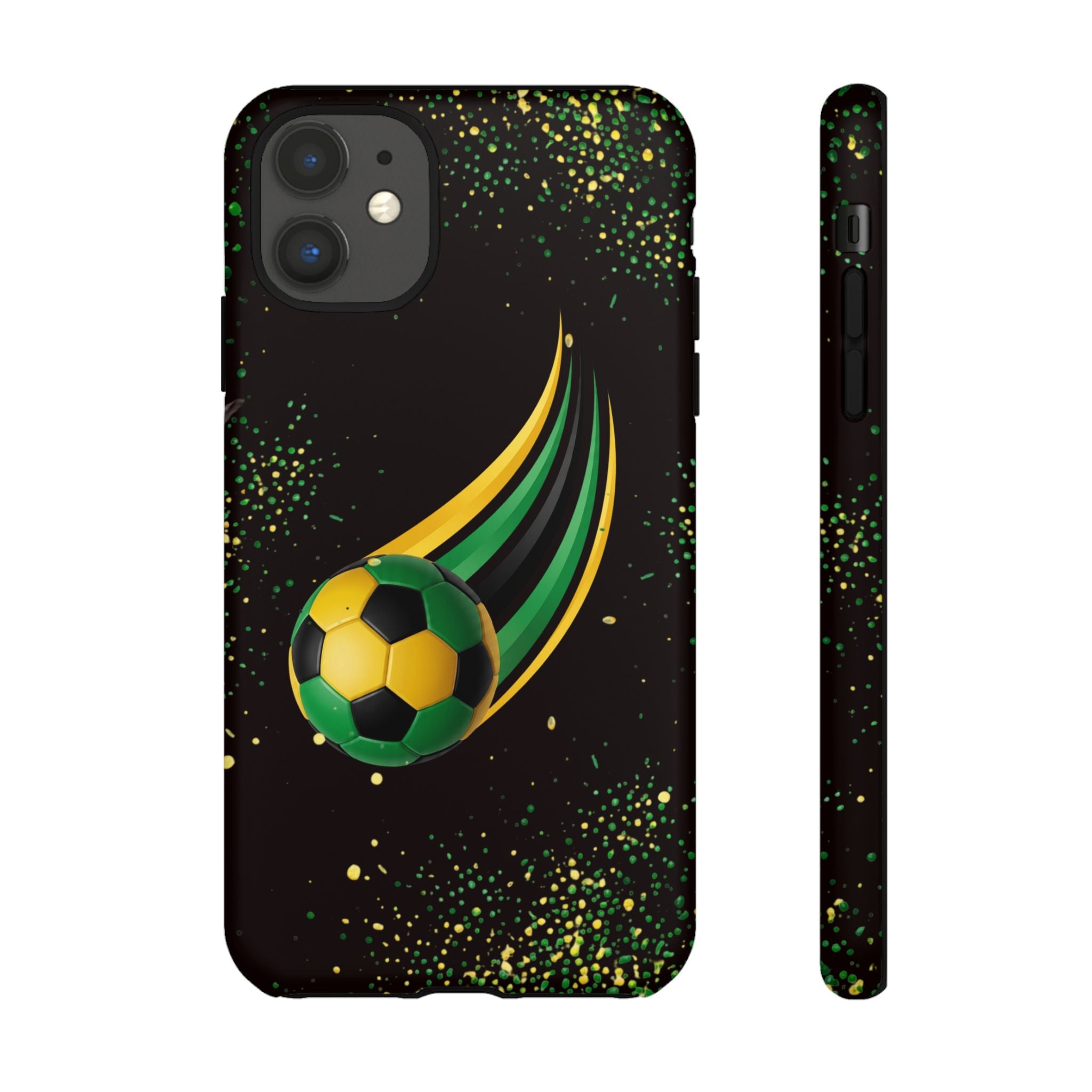 Soccer Comet Tough Phone Case – Green & Yellow Football Design