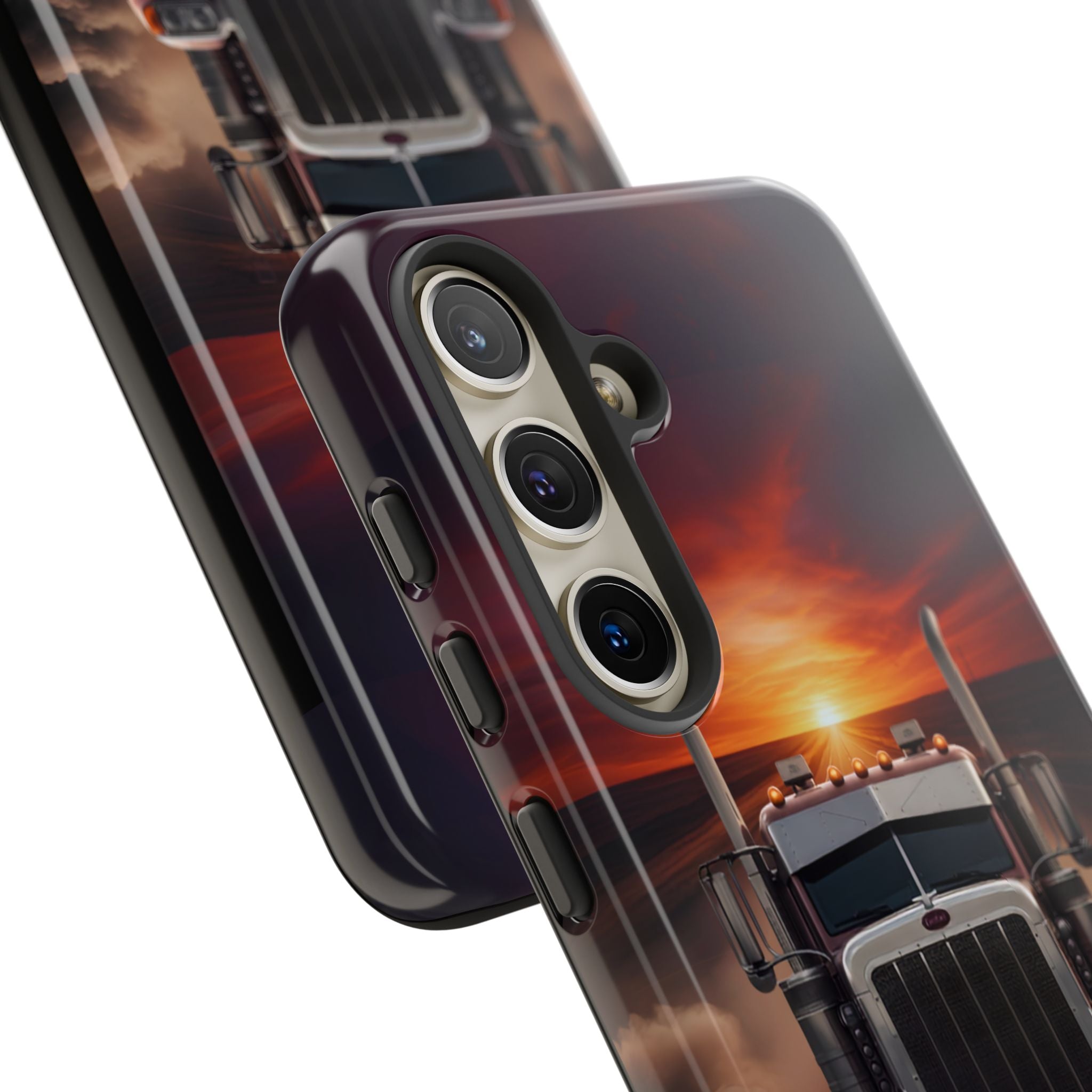 Truck Phone Case — "No Roads. No Limits." Sunset Semi Truck Protective Case