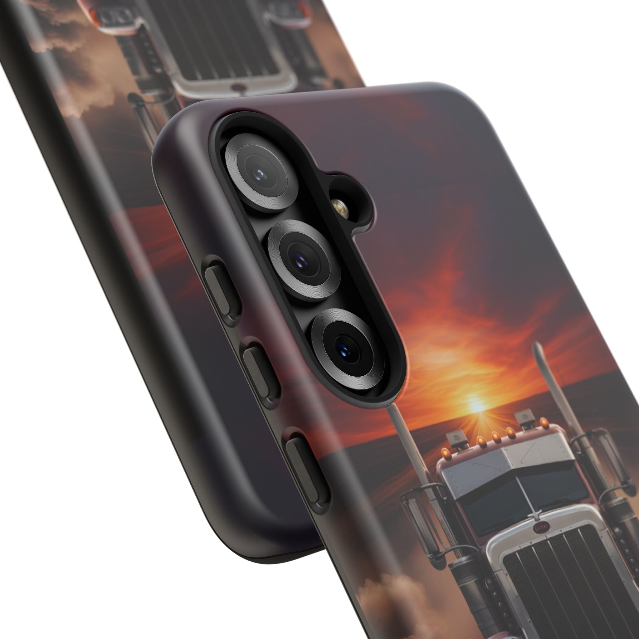 Truck Phone Case — "No Roads. No Limits." Sunset Semi Truck Protective Case