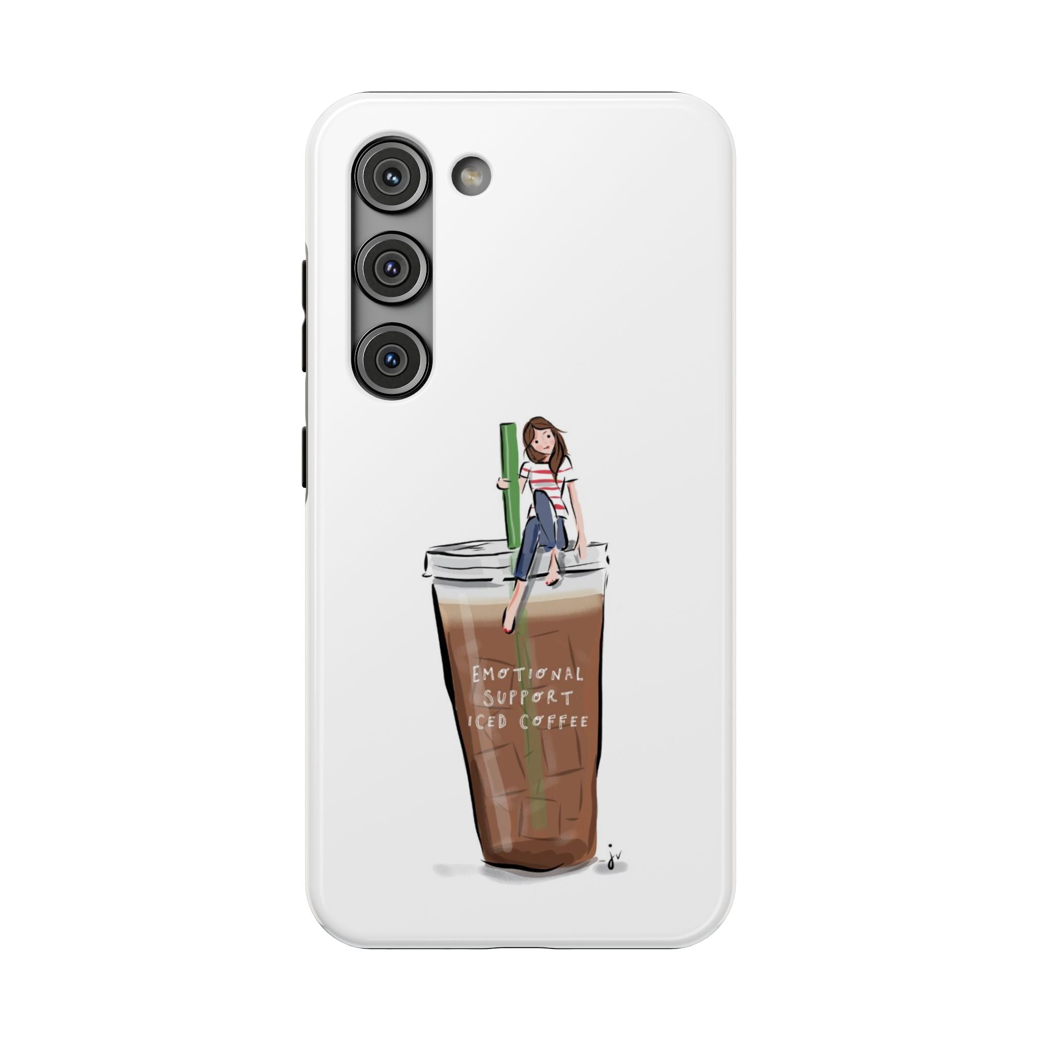 Iced Coffee & Me Phone Case — Cute Illustration 'Emotional Support Iced Coffee' Impact-Resistant Case