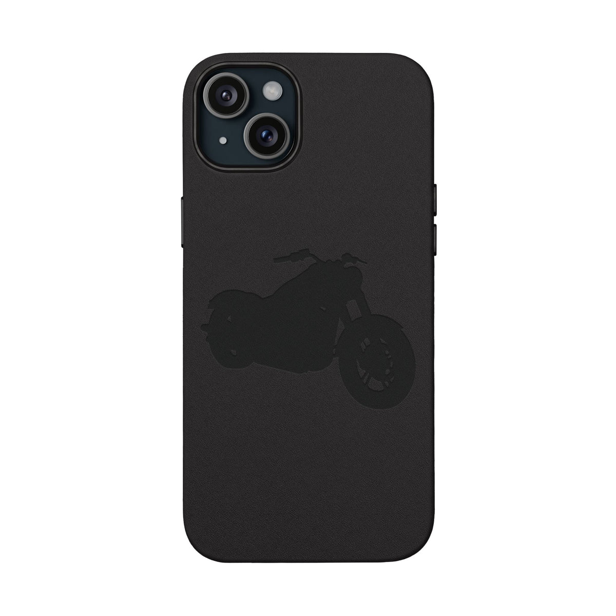 Engraved PU Leather Phone Case — Motorcycle Silhouette