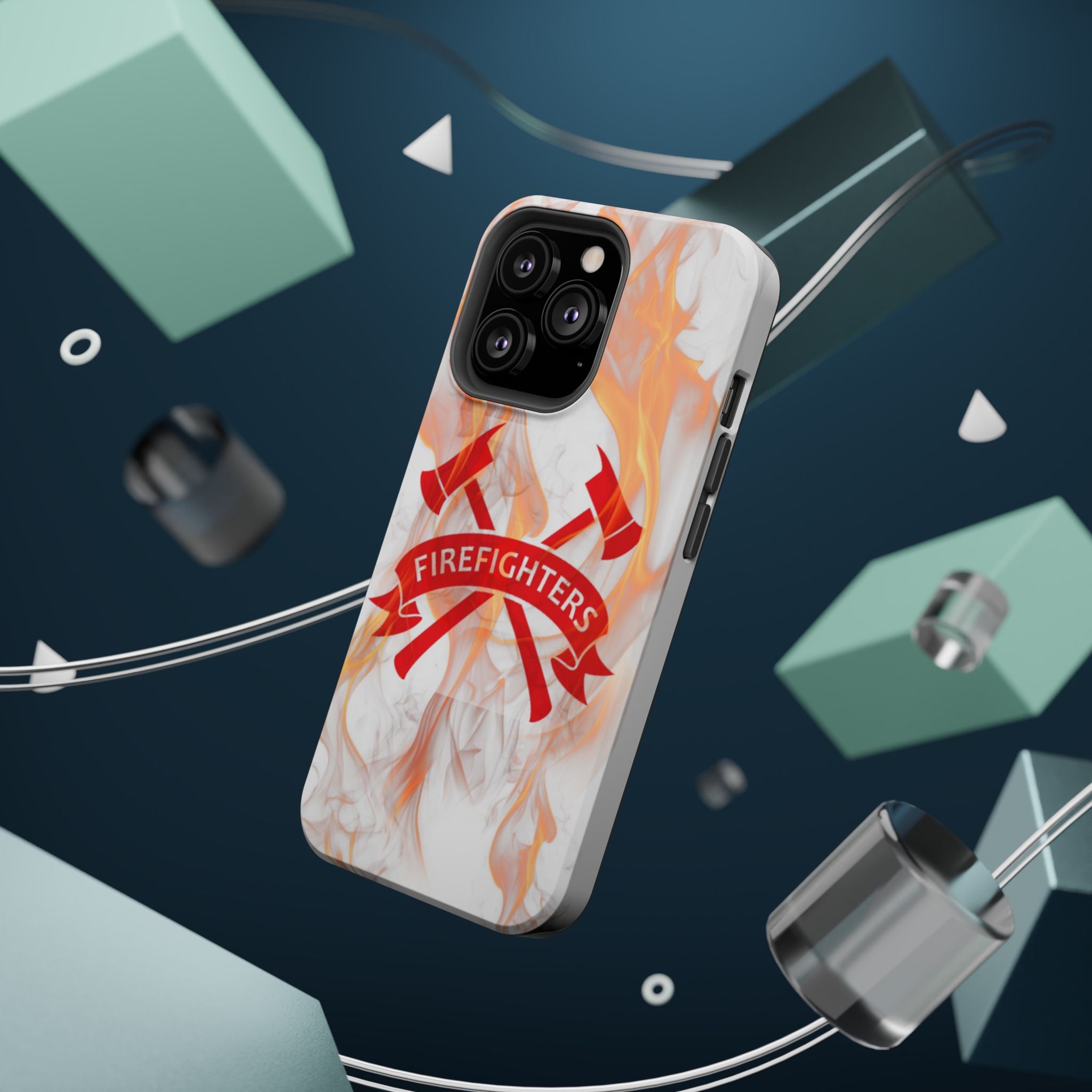 Firefighters Magnetic Impact-Resistant Phone Case — Flame Design with Maltese Cross