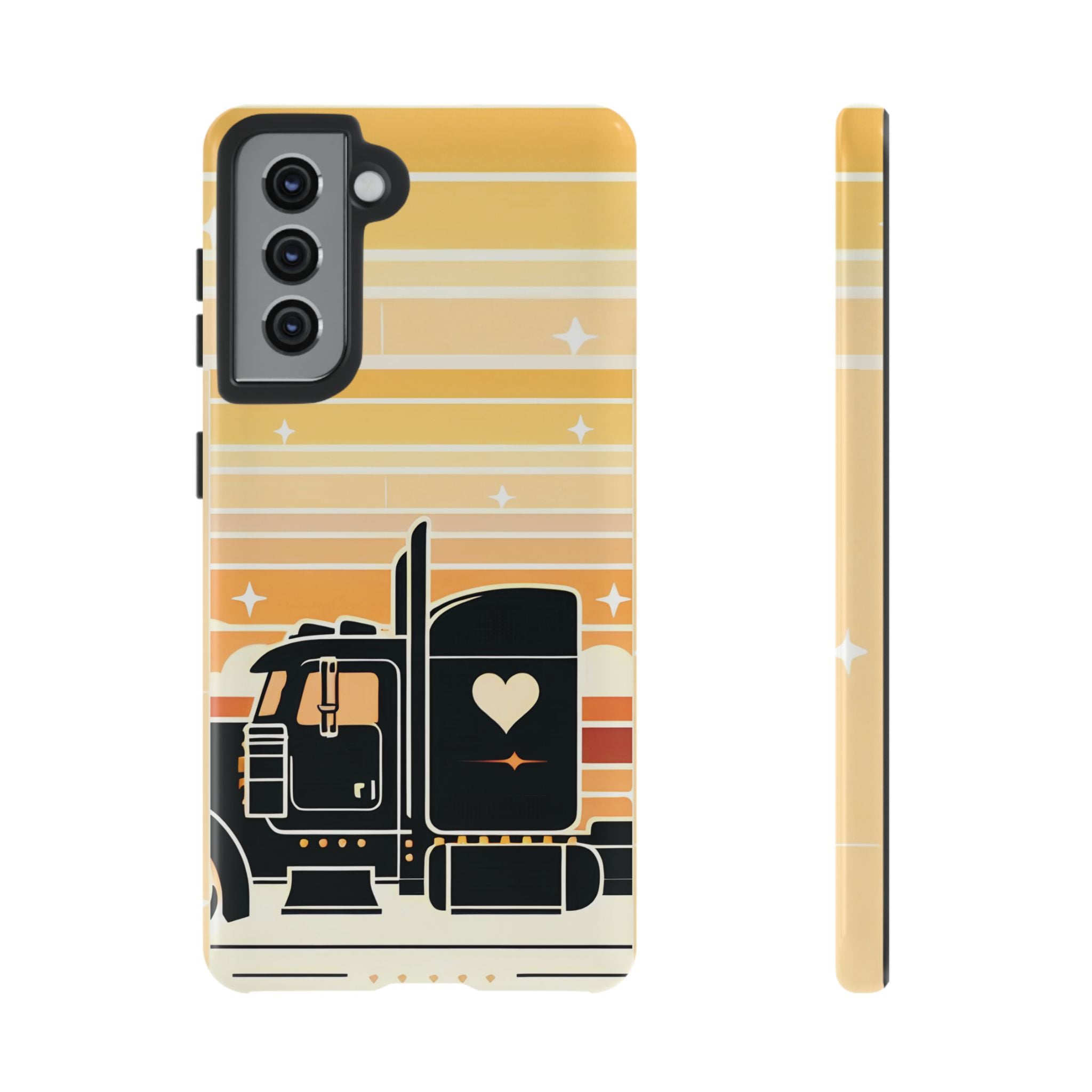 Trucker Heart Phone Case — Retro Semi Truck Protective Phone Cover