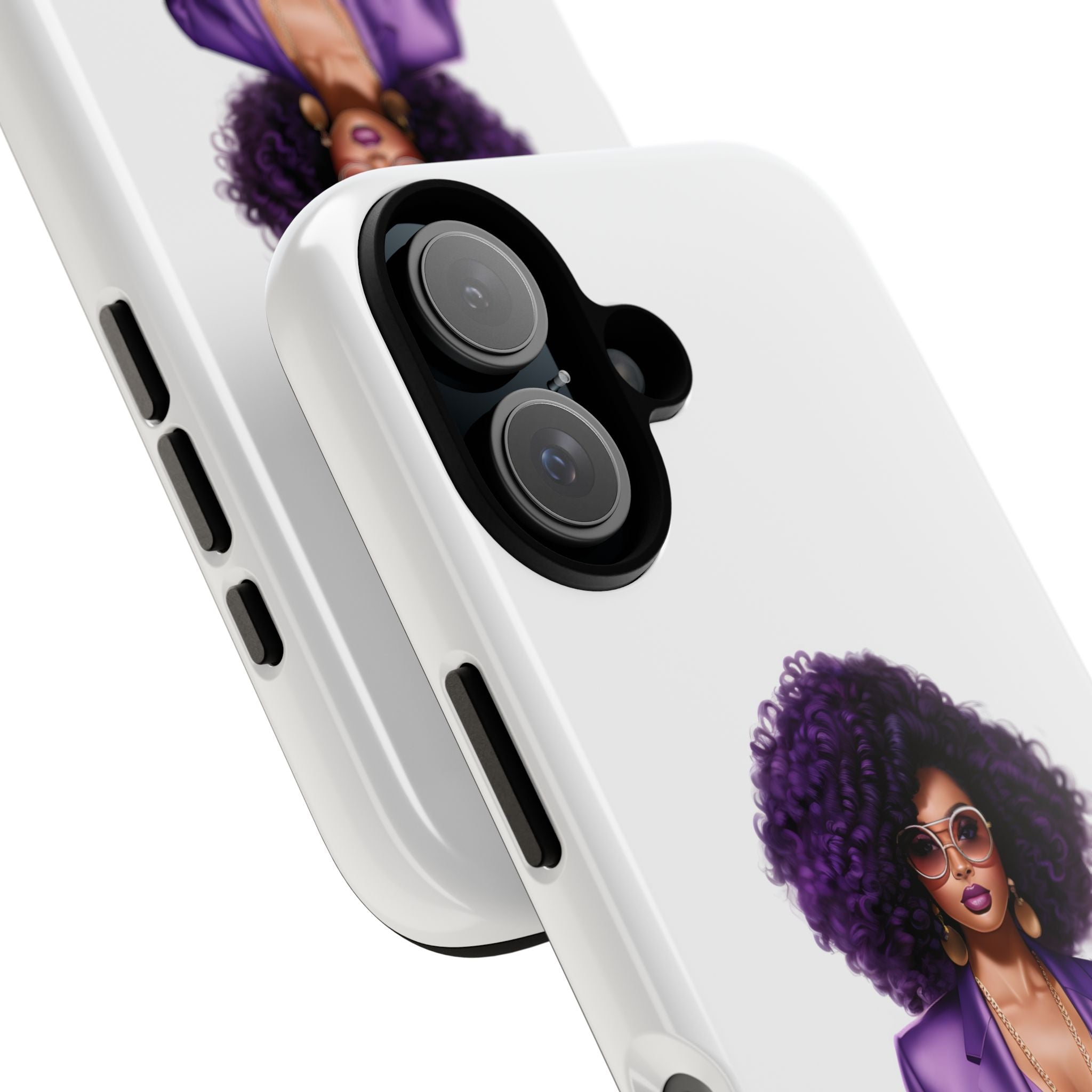 Purple Power Woman Phone Case — Afro Chic Businesswoman Protective Phone Cover