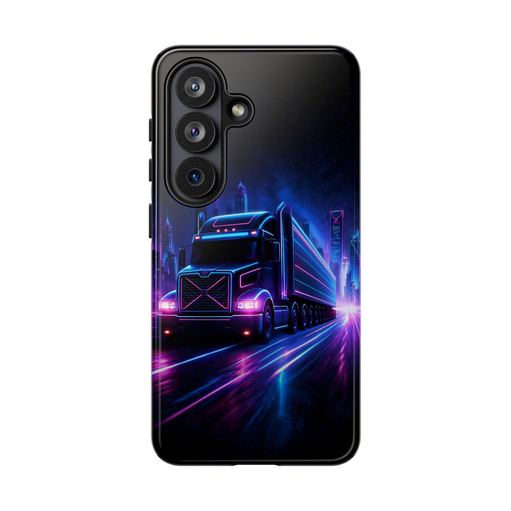 Neon Retro Rig Phone Case — Trucker Semi Truck Nightscape Protective Case
