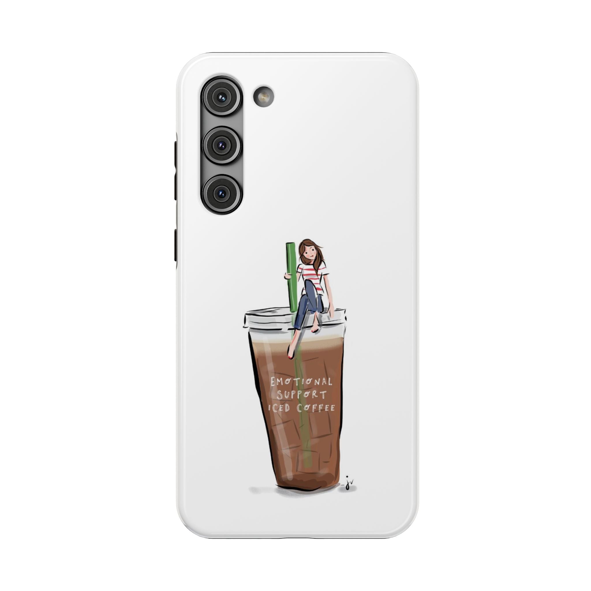 Iced Coffee & Me Phone Case — Cute Illustration 'Emotional Support Iced Coffee' Impact-Resistant Case