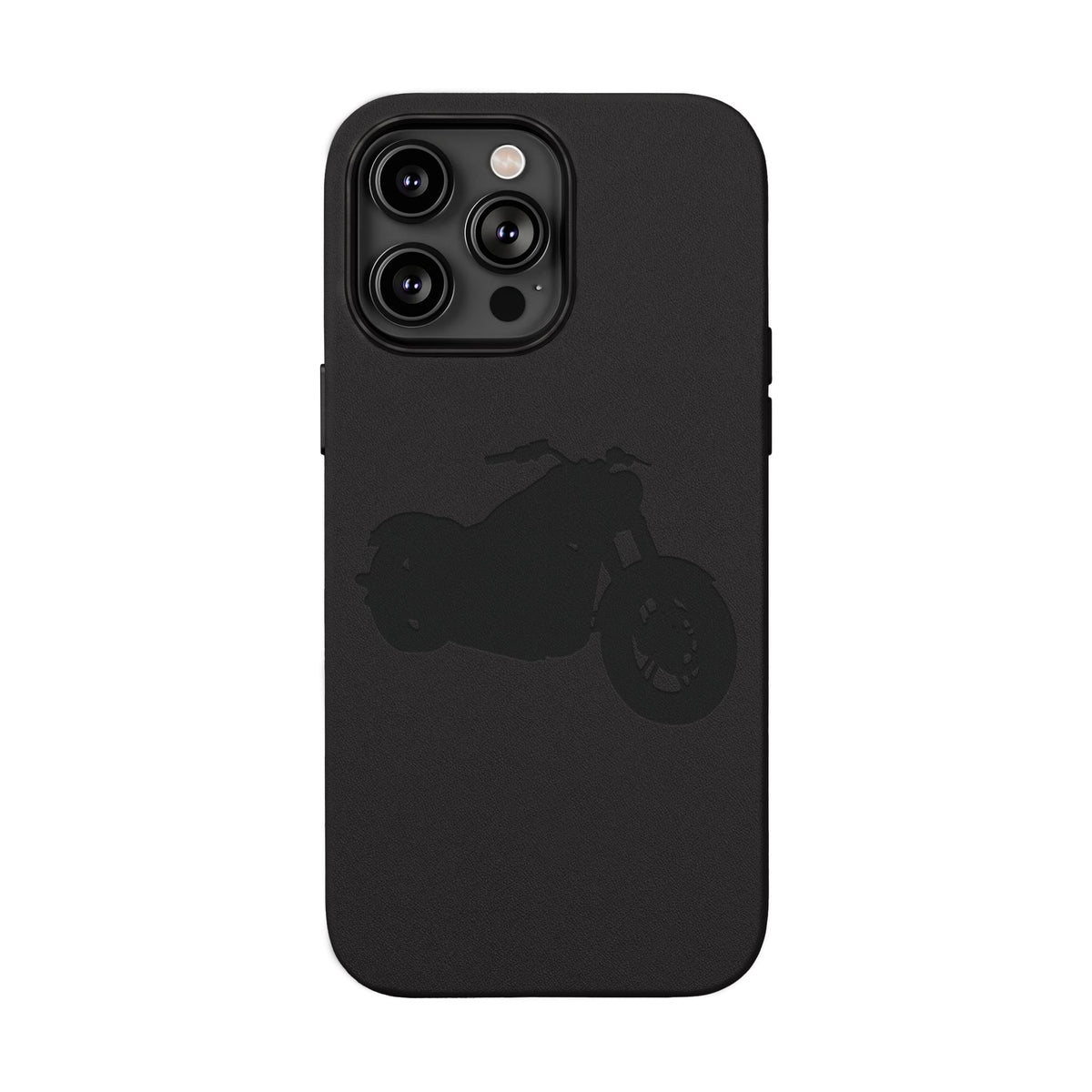 Engraved PU Leather Phone Case — Motorcycle Silhouette