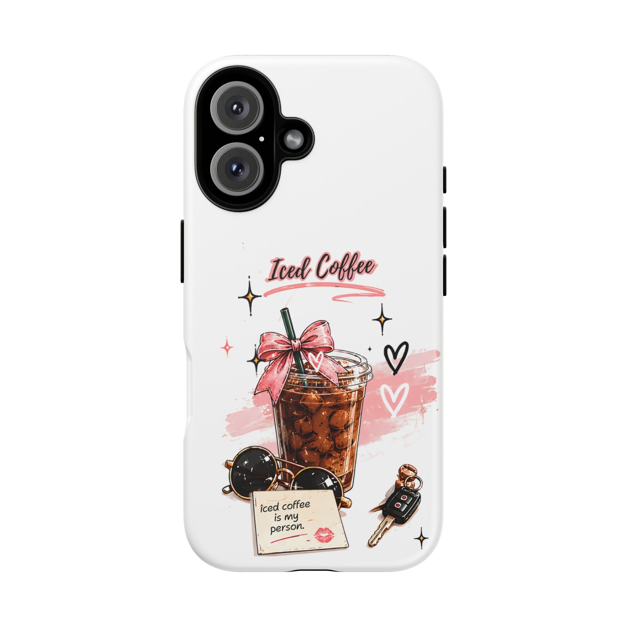 Iced Coffee Phone Case – Cute Pink Boba Design ("Iced coffee is my person")