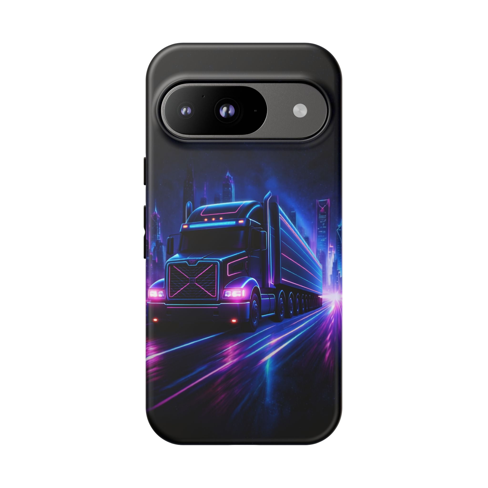 Neon Retro Rig Phone Case — Trucker Semi Truck Nightscape Protective Case