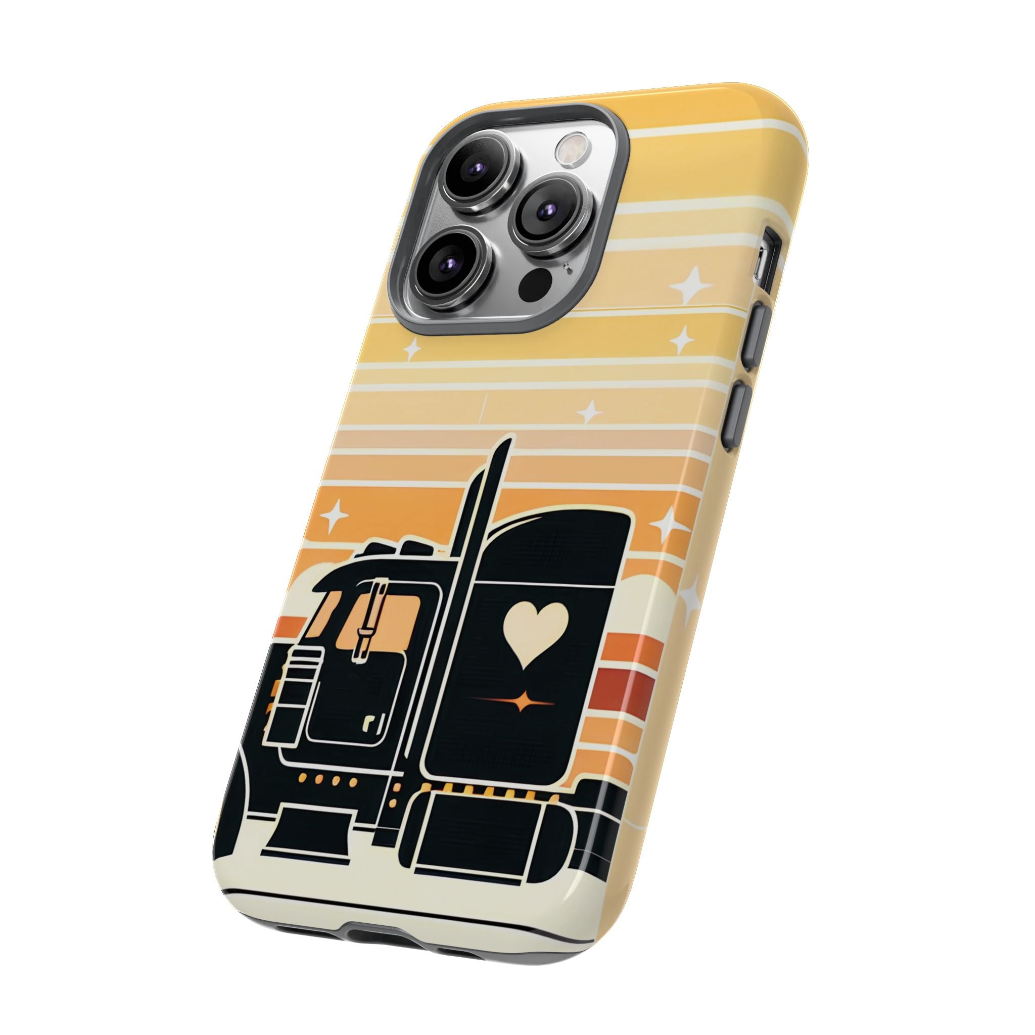 Trucker Heart Phone Case — Retro Semi Truck Protective Phone Cover