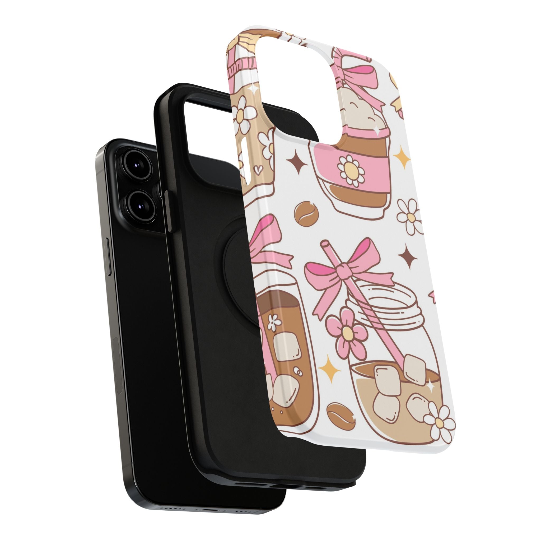 Cute Pink Coffee & Latte Pattern Impact Phone Case