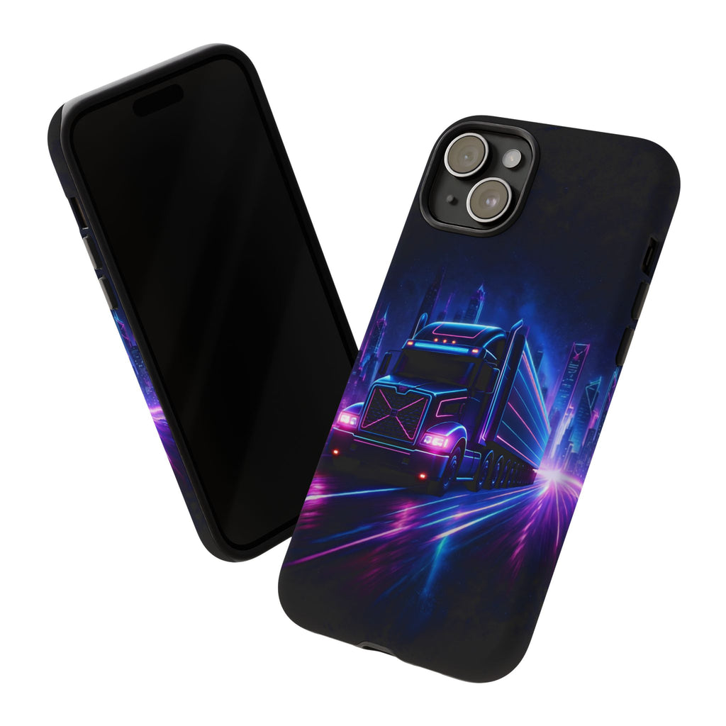Neon Retro Rig Phone Case — Trucker Semi Truck Nightscape Protective Case