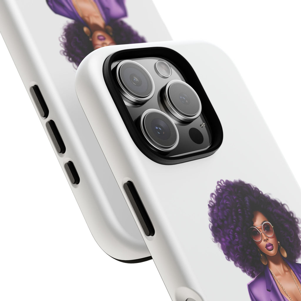 Purple Power Woman Phone Case — Afro Chic Businesswoman Protective Phone Cover