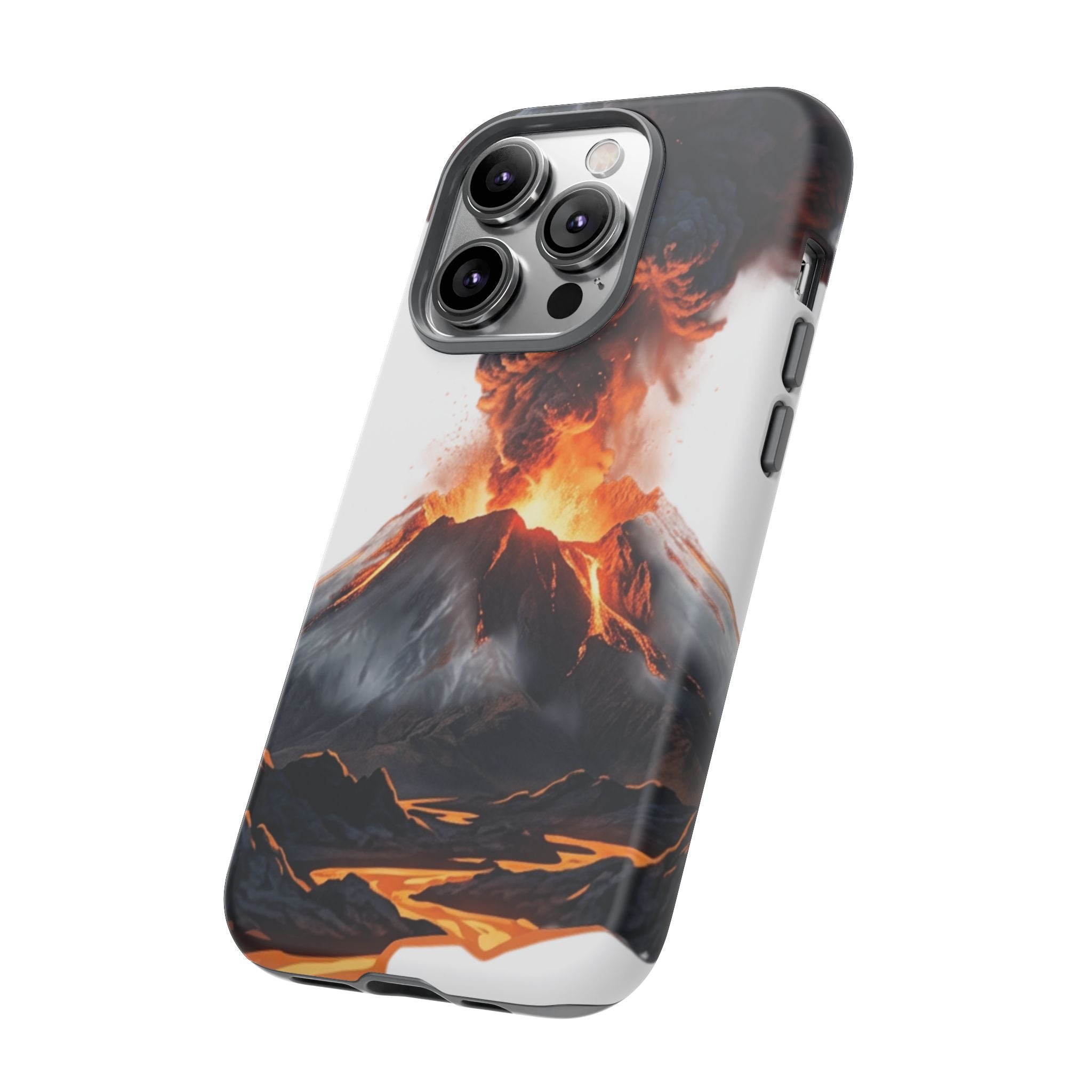 Volcano Eruption Tough Phone Case — Fiery Lava Protective Cover