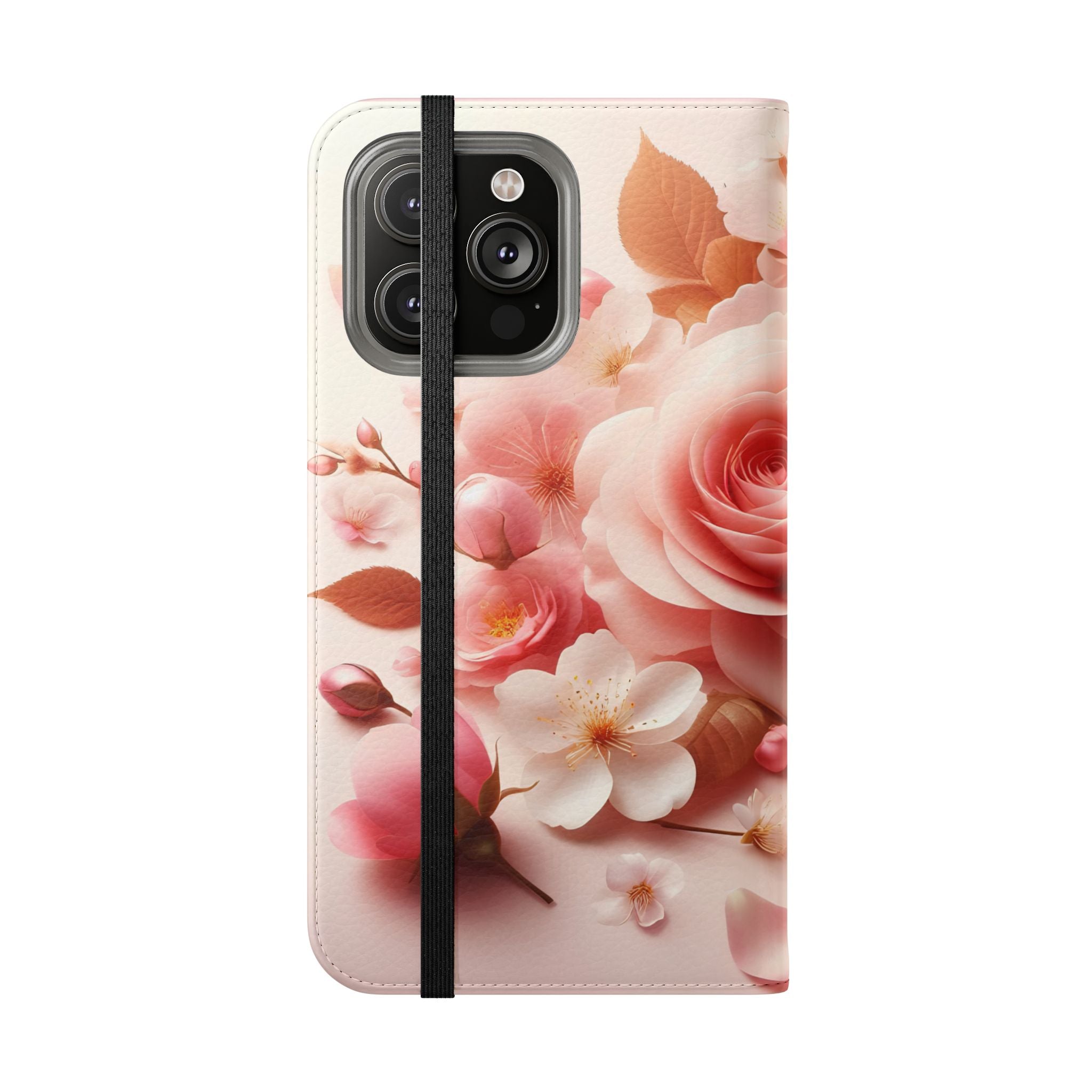 Floral Rose Flip Case — Pink Blossom Wallet Phone Cover