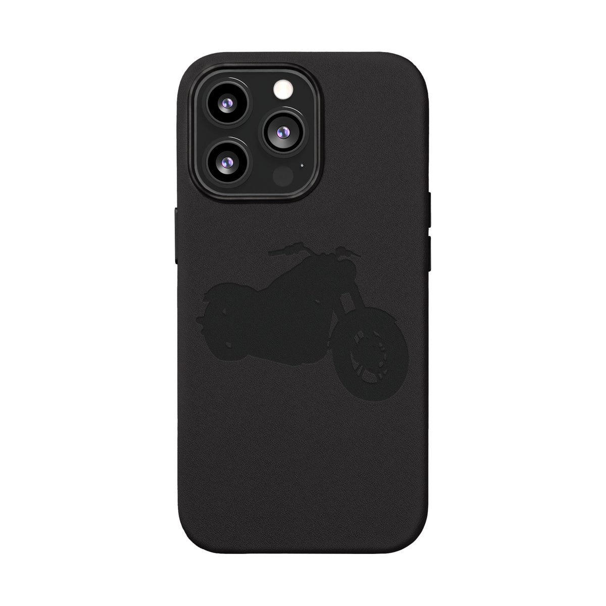 Engraved PU Leather Phone Case — Motorcycle Silhouette