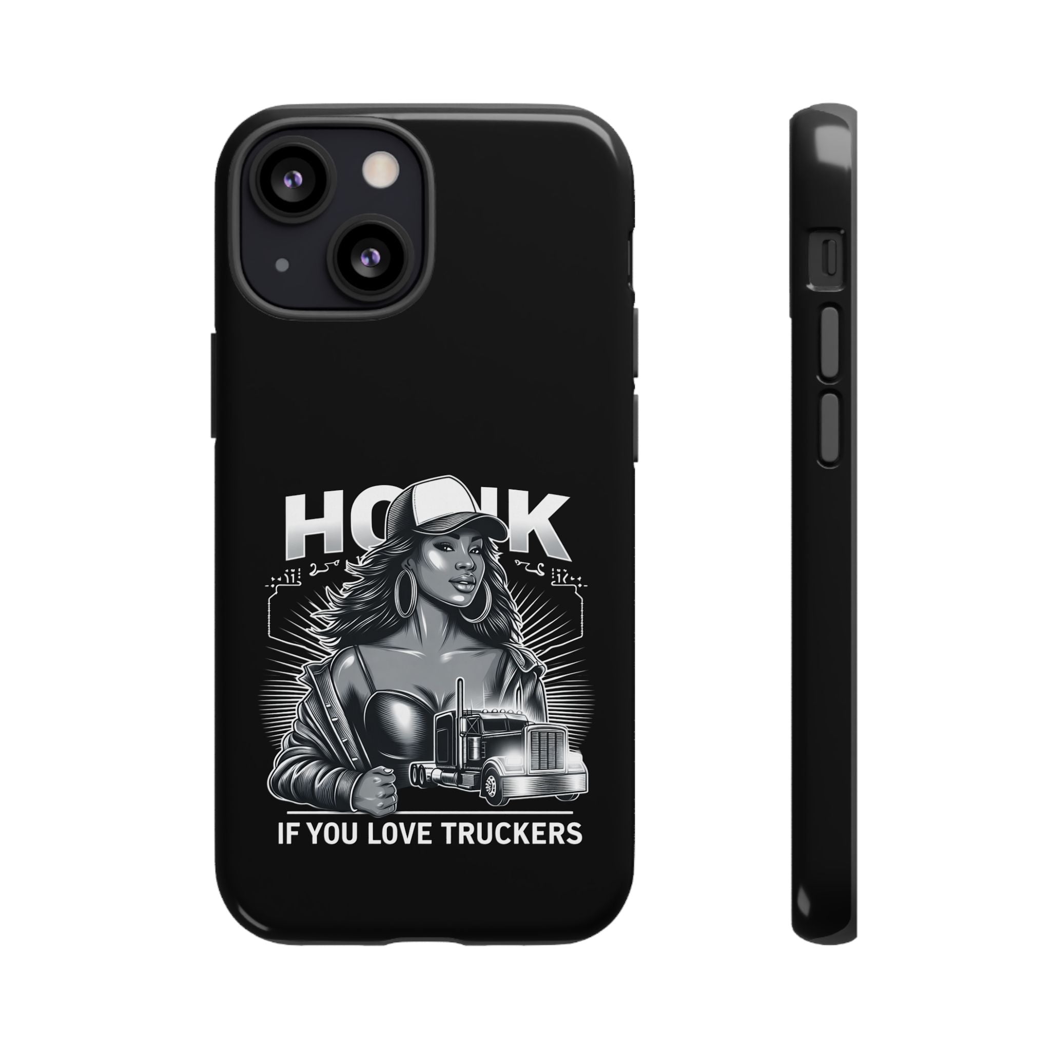 Phone Case — 'Honk' Trucker Girl Retro Semi Truck Protective Case