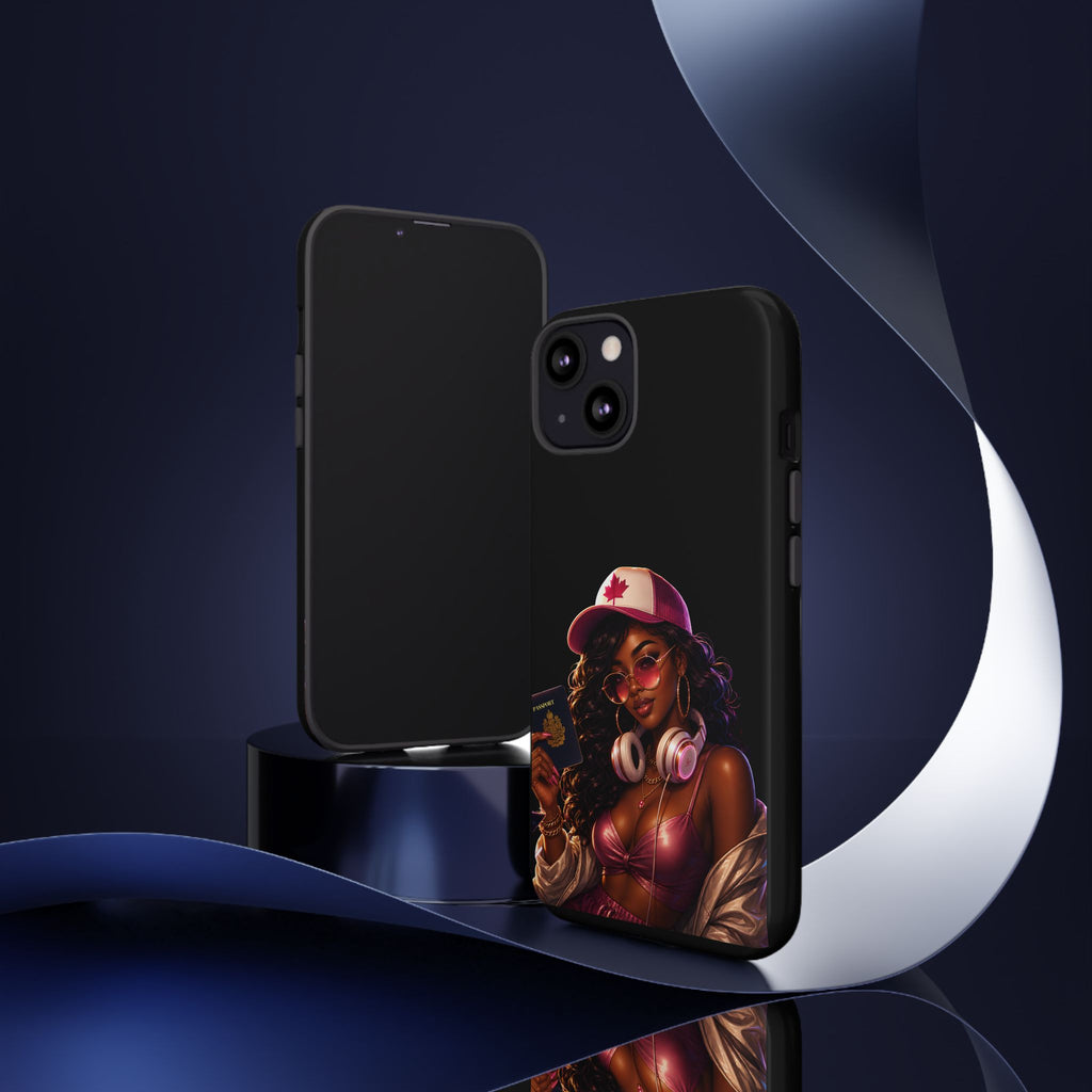 Phone Case — Stylish Urban Woman Design with Maple Cap