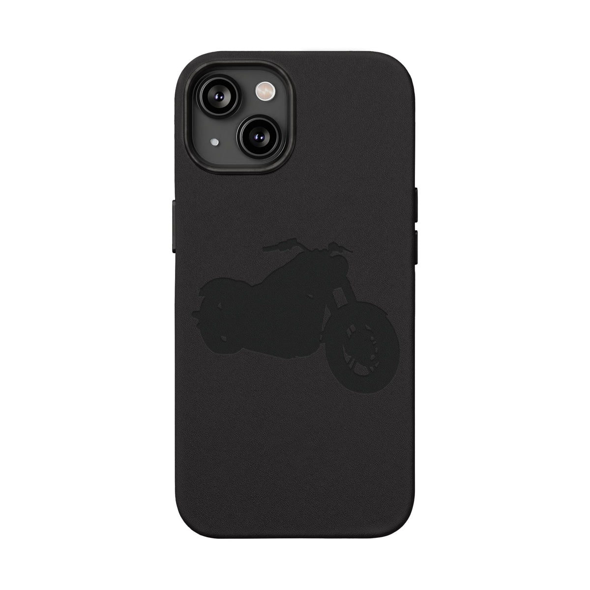 Engraved PU Leather Phone Case — Motorcycle Silhouette