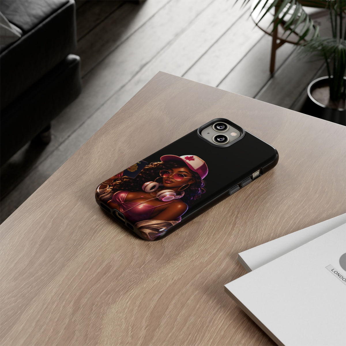 Phone Case - Cool Urban Woman with Headphones & Maple Hat