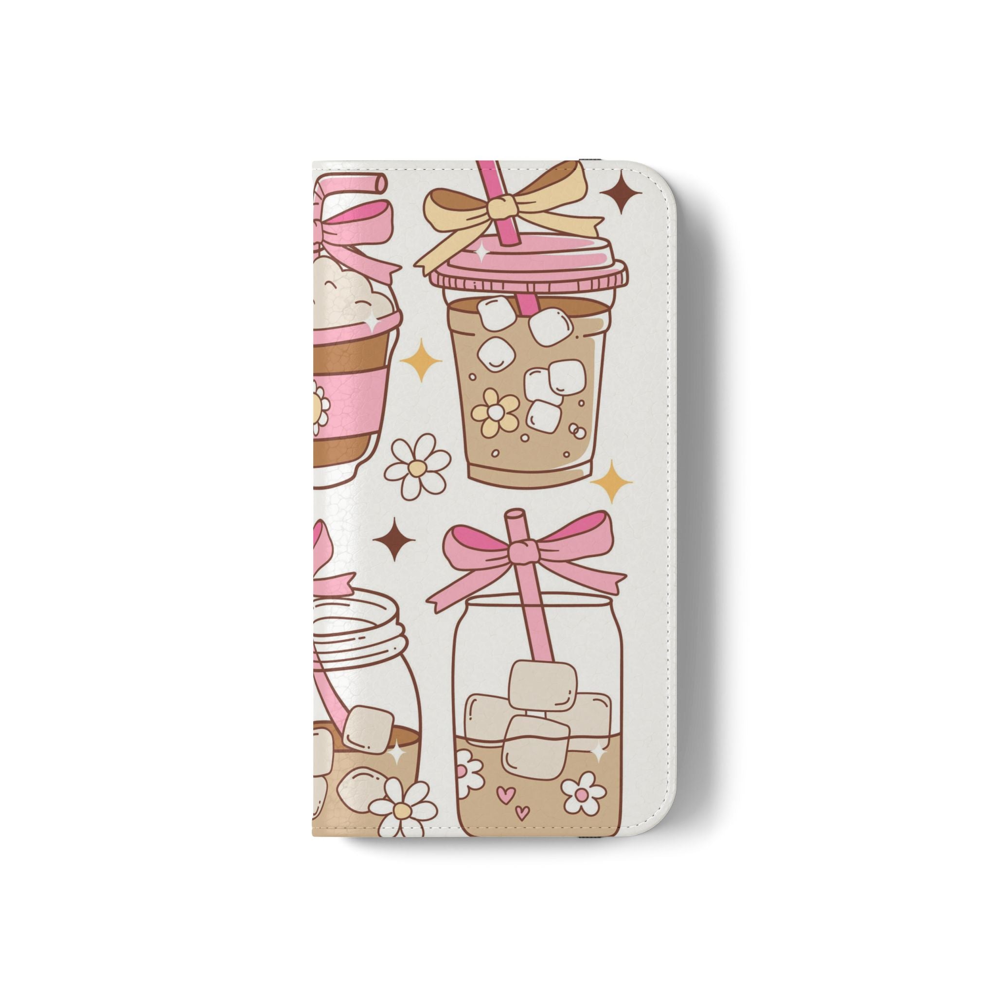 Cute Coffee & Latte Flip Phone Case – Cozy Boba & Dessert Wallet Cover