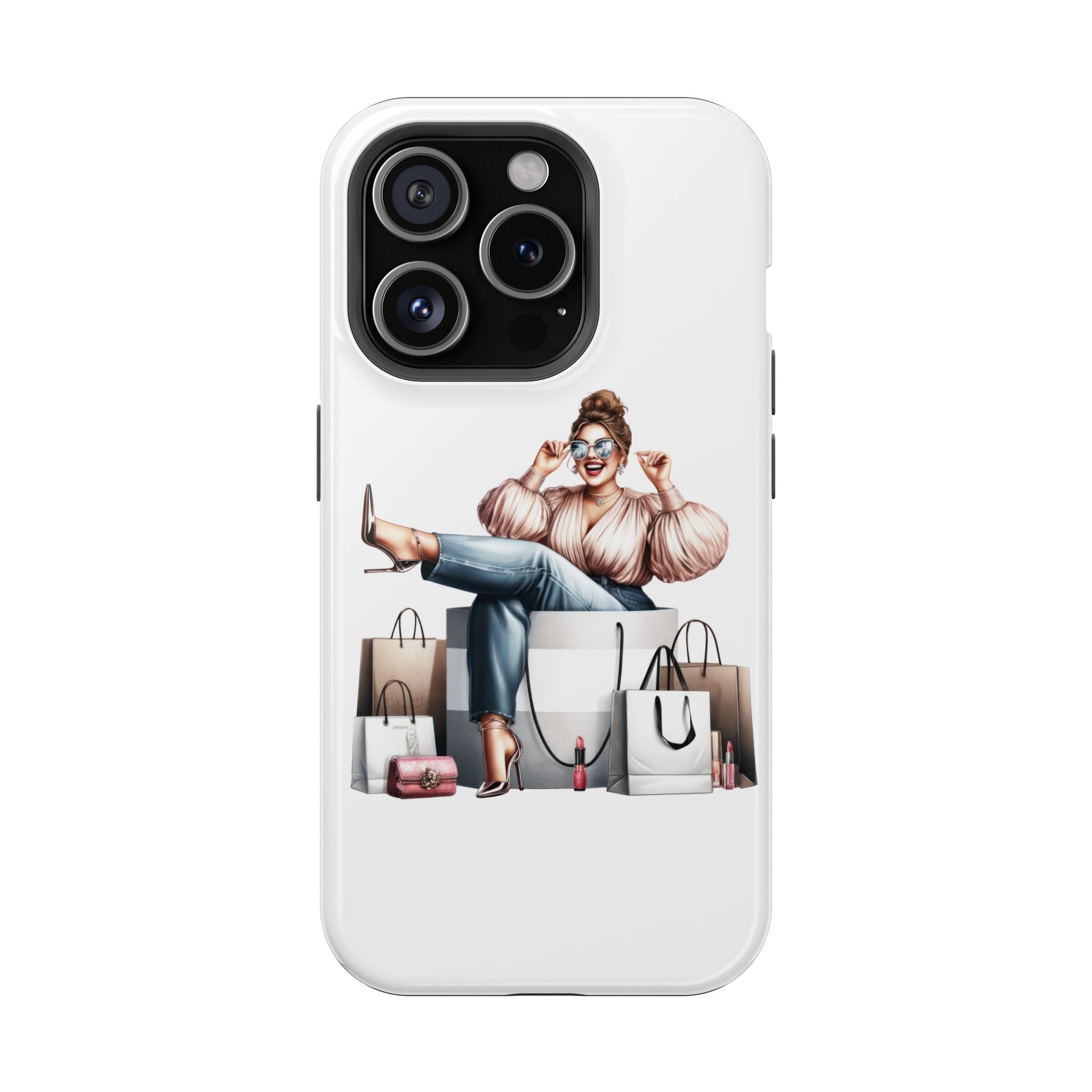 Magnetic Impact-Resistant Case — Luxury Shopper Goddess on Clouds Phone Cover