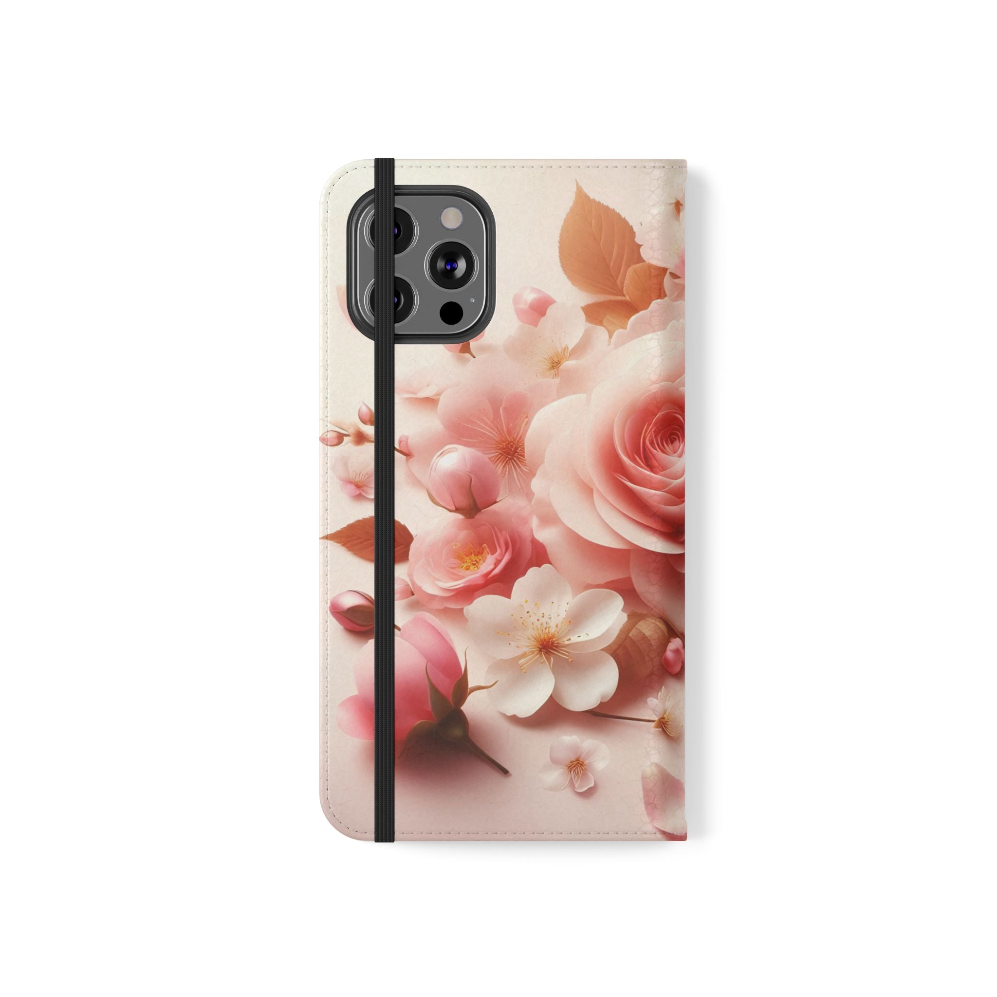 Floral Rose Flip Case — Pink Blossom Wallet Phone Cover