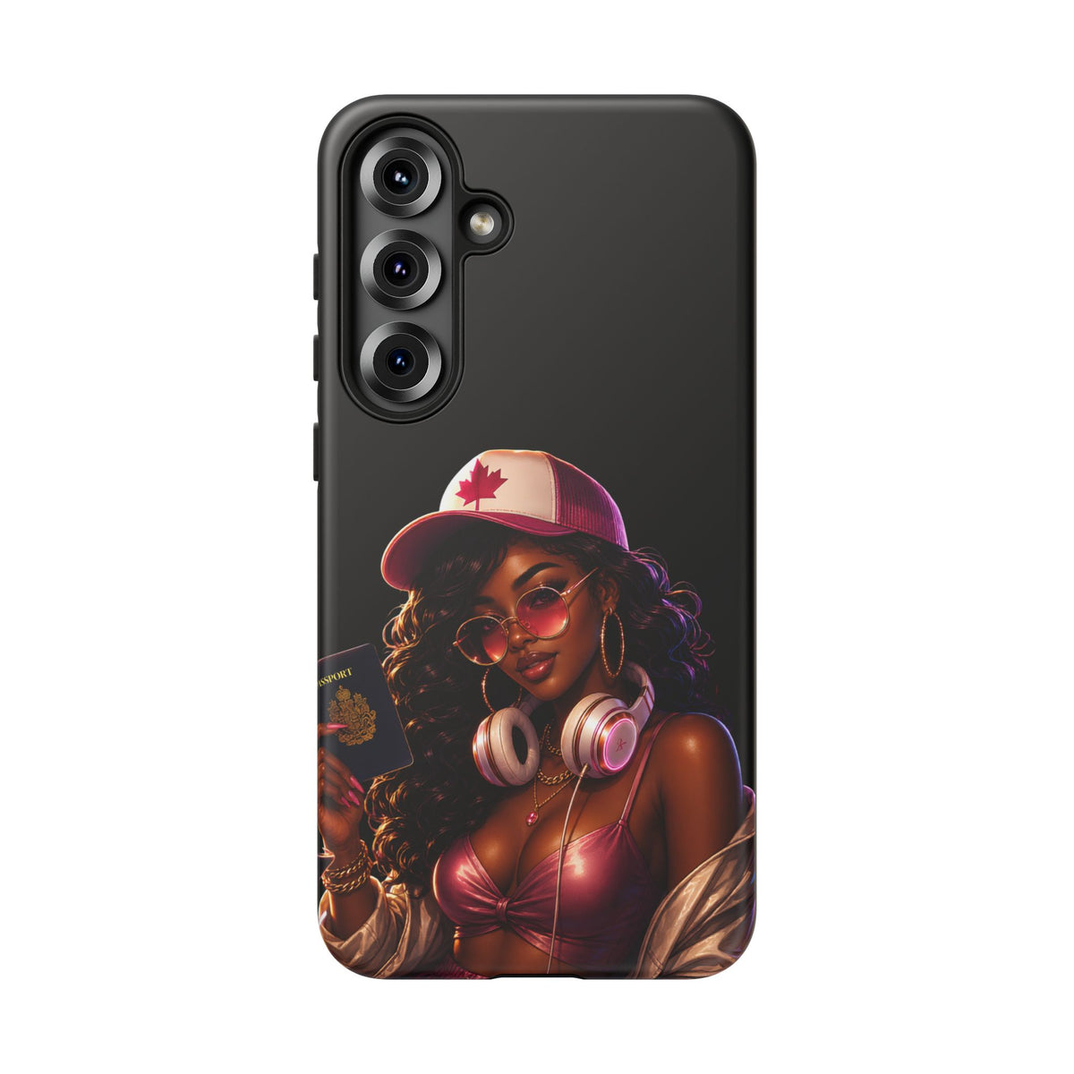 Phone Case - Cool Urban Woman with Headphones & Maple Hat