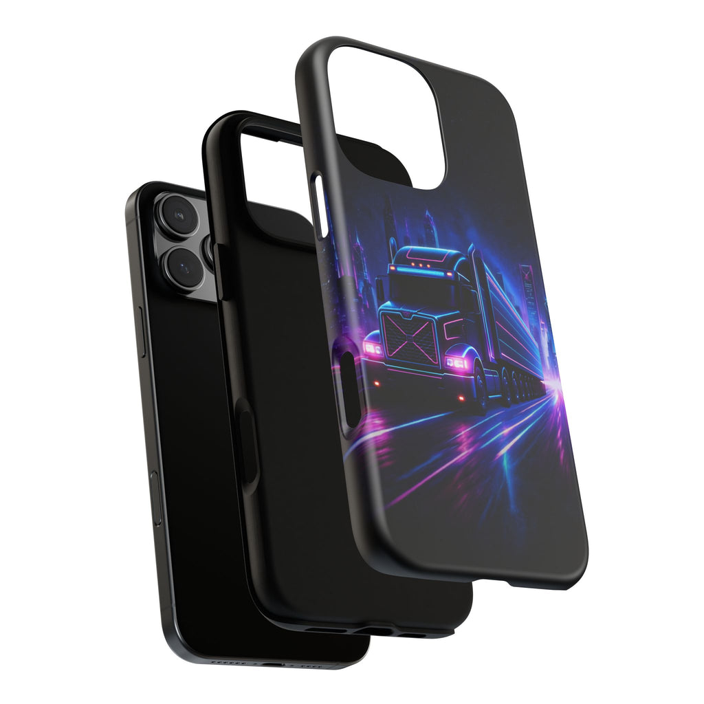 Neon Retro Rig Phone Case — Trucker Semi Truck Nightscape Protective Case