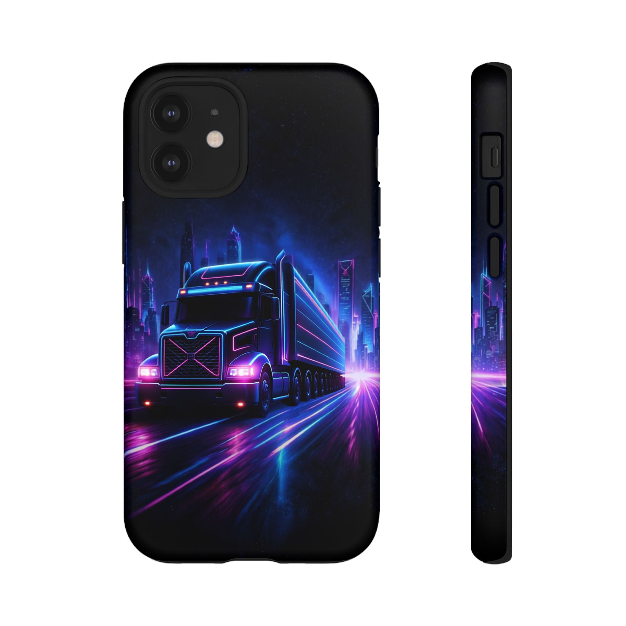 Neon Retro Rig Phone Case — Trucker Semi Truck Nightscape Protective Case