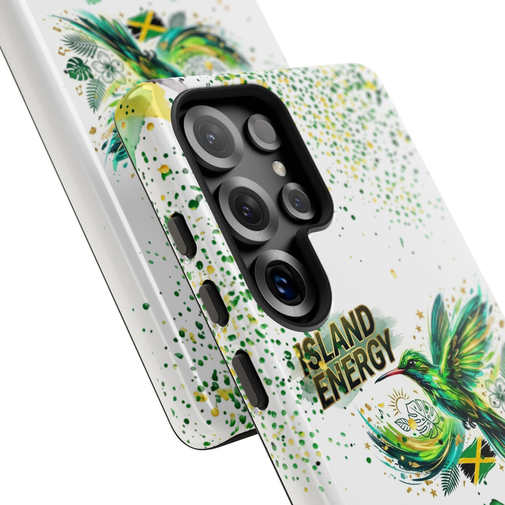 Island Energy Tough Phone Case — Colorful Hummingbird & Tropical Sunset Protective Cover