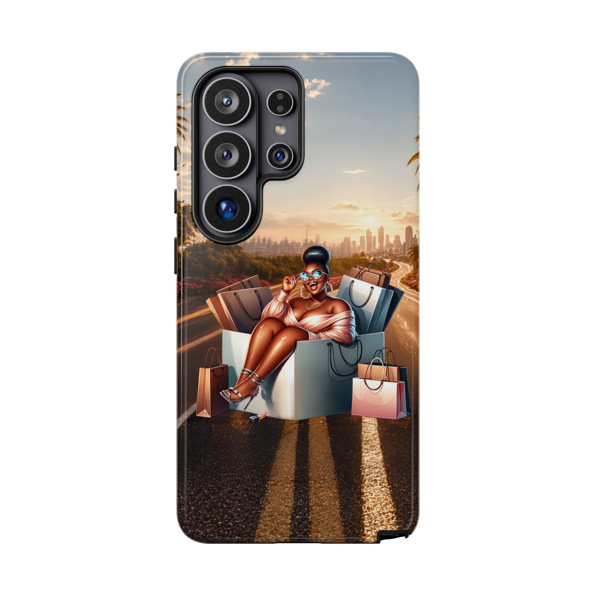 Phone Case — Chic Shopper Illustration on Cloud Background