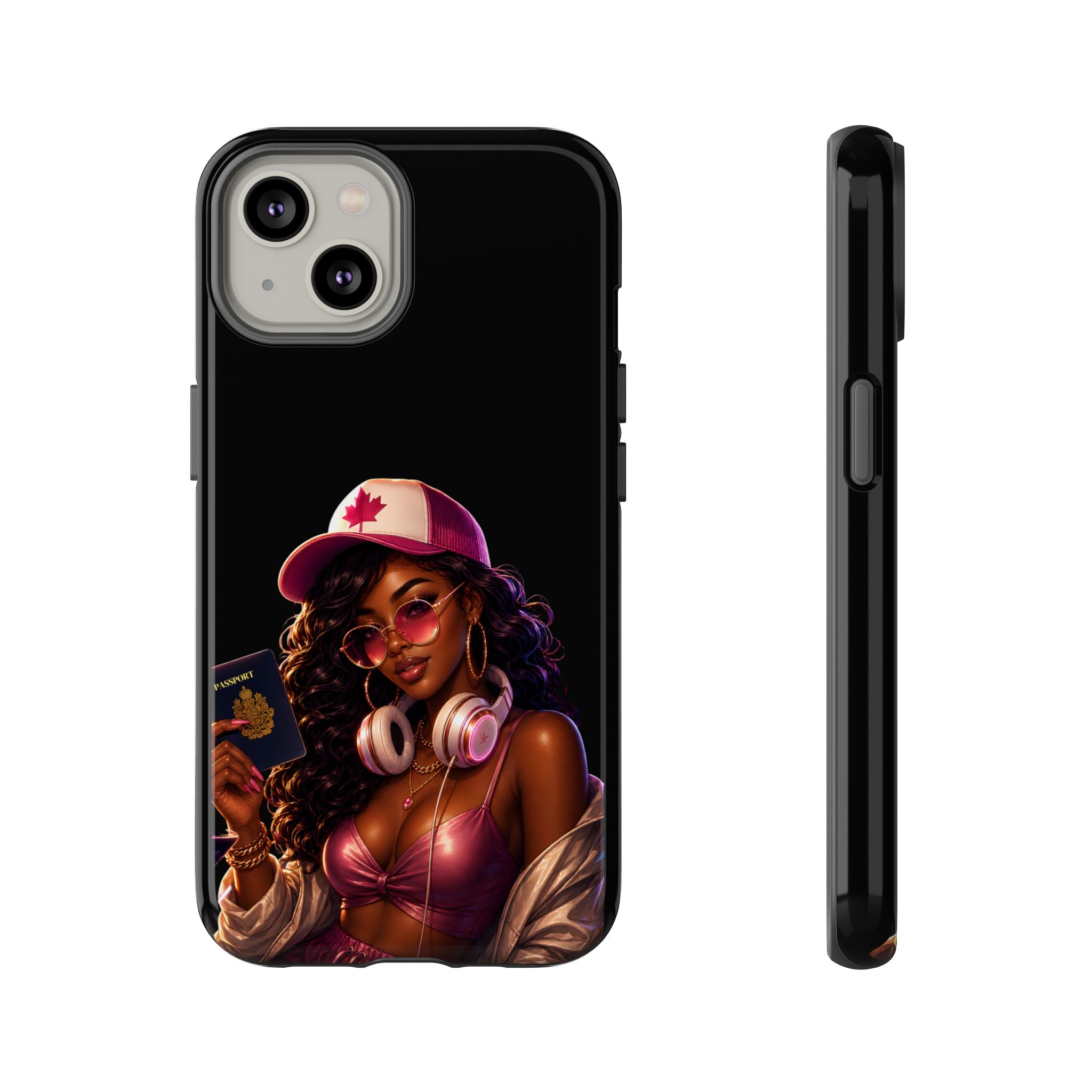 Phone Case — Stylish Urban Woman Design with Maple Cap