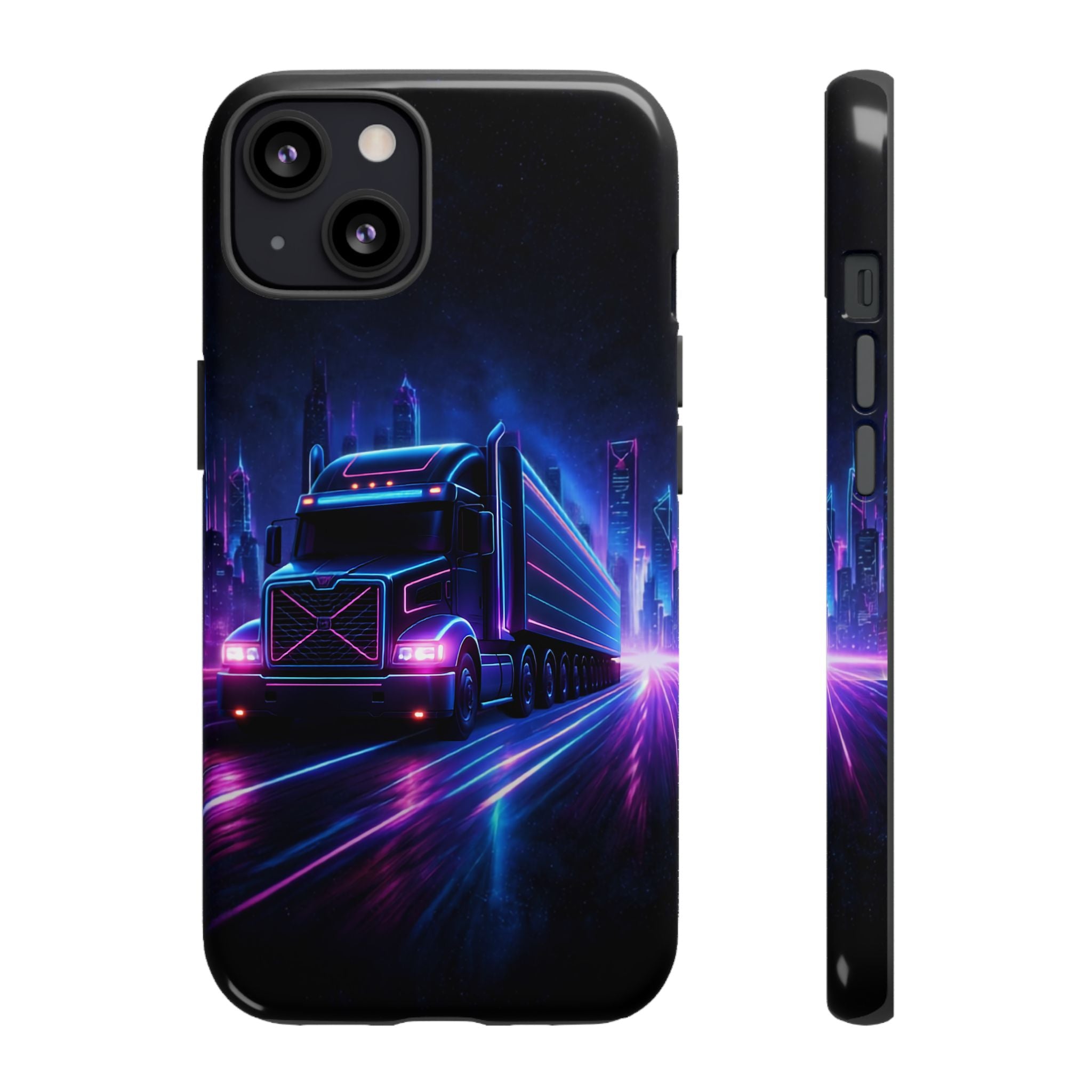Neon Retro Rig Phone Case — Trucker Semi Truck Nightscape Protective Case