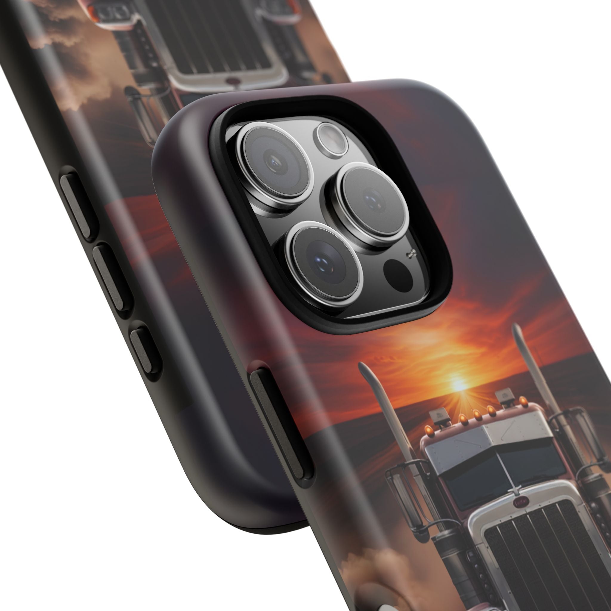 Truck Phone Case — "No Roads. No Limits." Sunset Semi Truck Protective Case