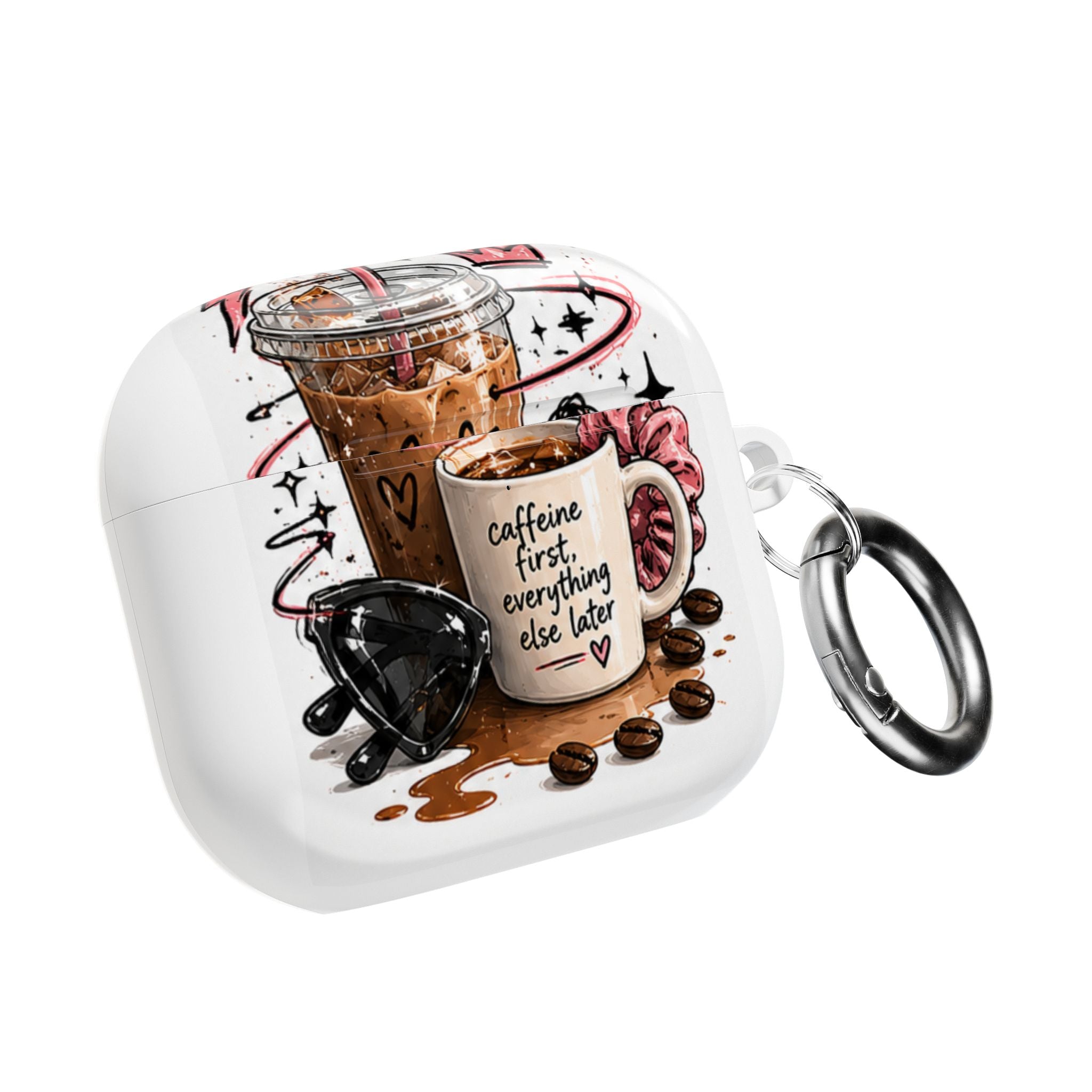 Coffee Lover AirPod Case — “Caffeine First, Everything Else Later” Protective Case