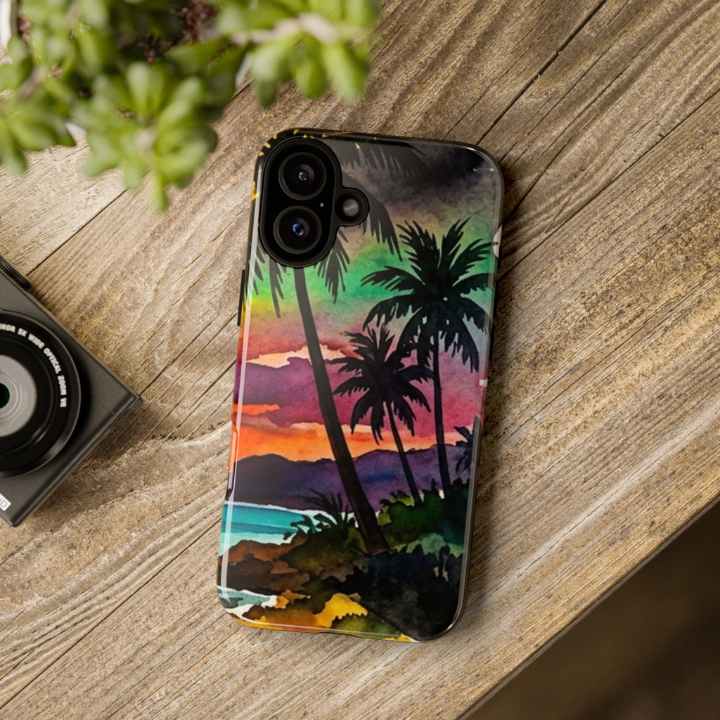 Tropical Sunset Phone Case – Palm Tree Beach Protective Cover