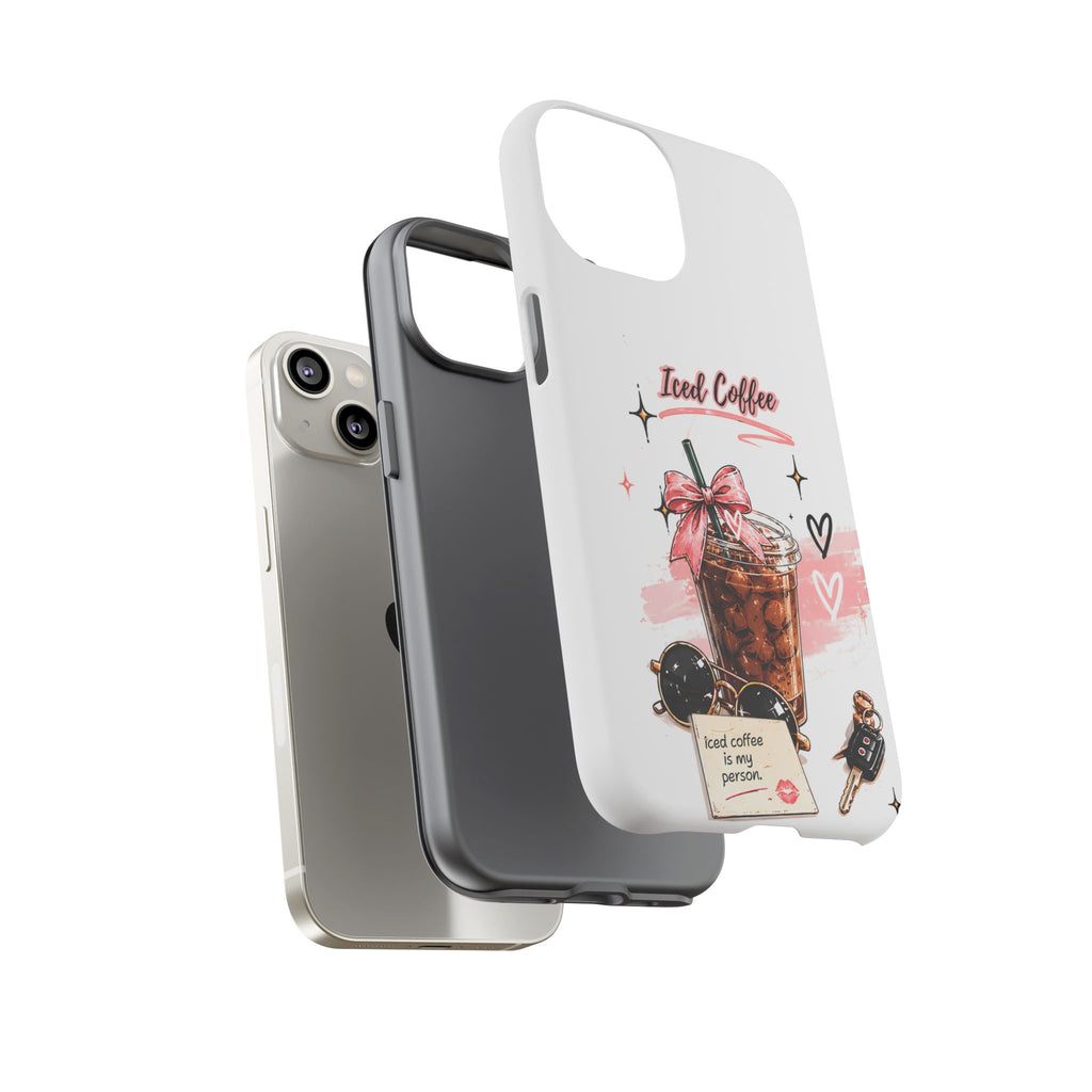 Iced Coffee Phone Case – Cute Pink Boba Design ("Iced coffee is my person")