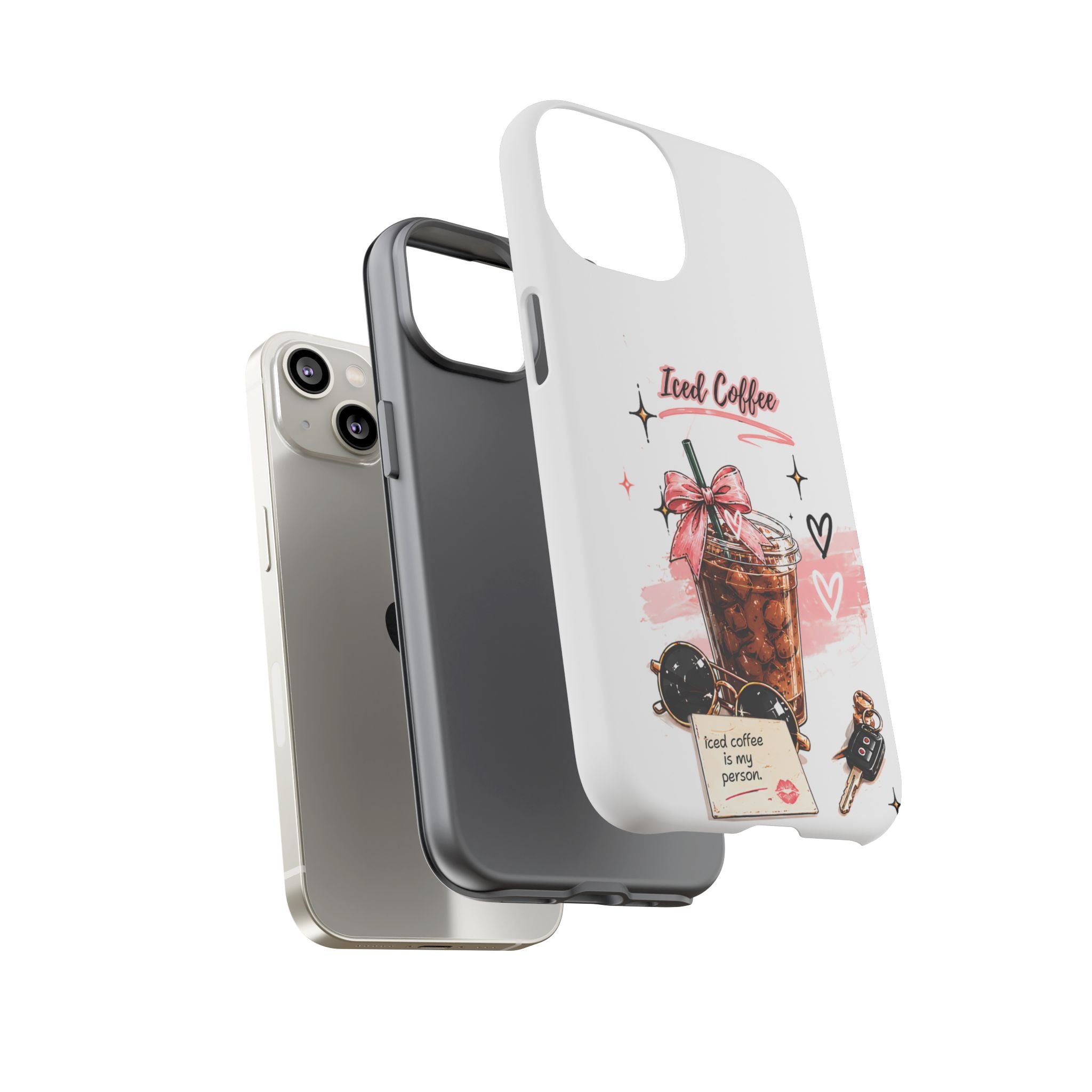 Iced Coffee Phone Case – Cute Pink Boba Design ("Iced coffee is my person")