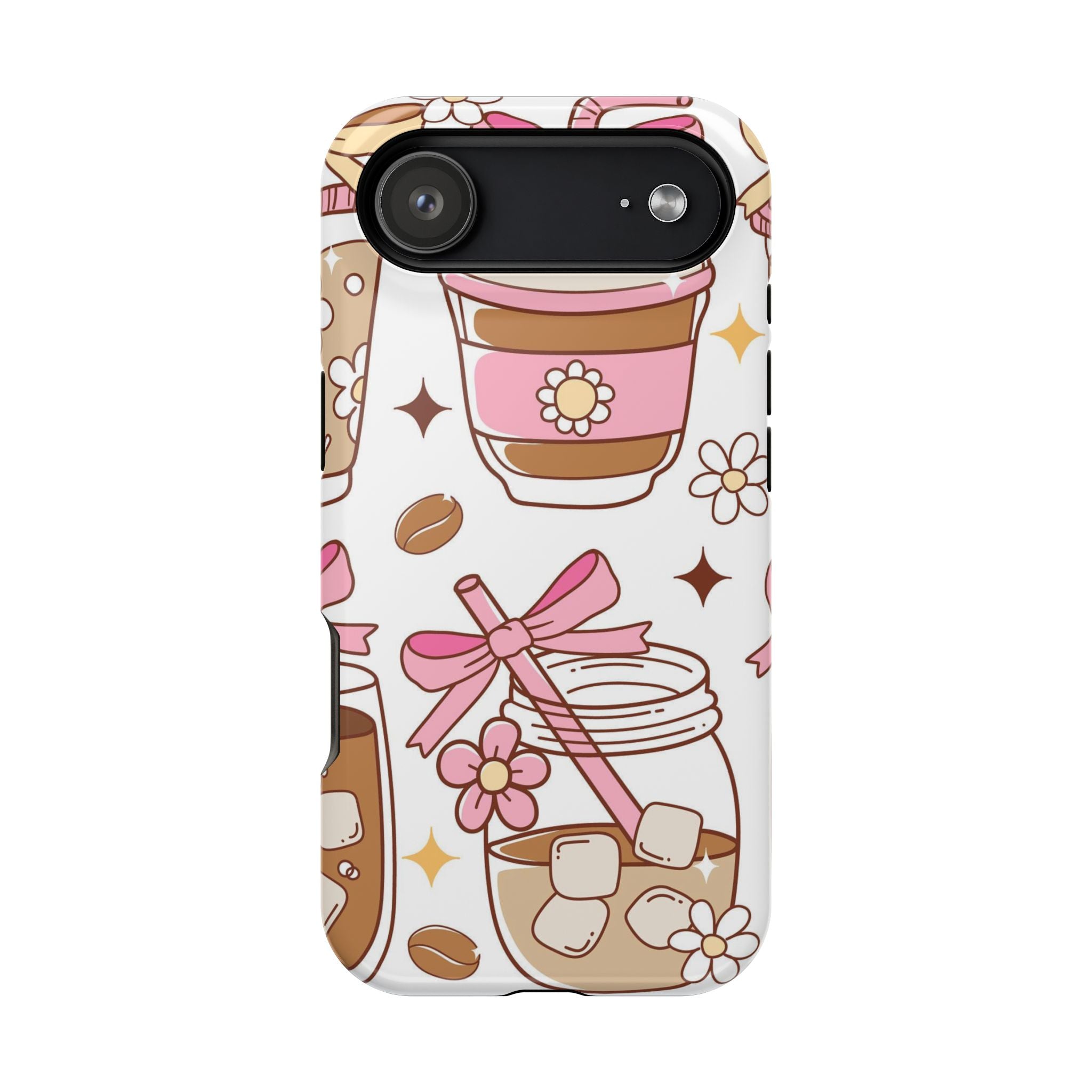 Cute Pink Coffee & Latte Pattern Impact Phone Case