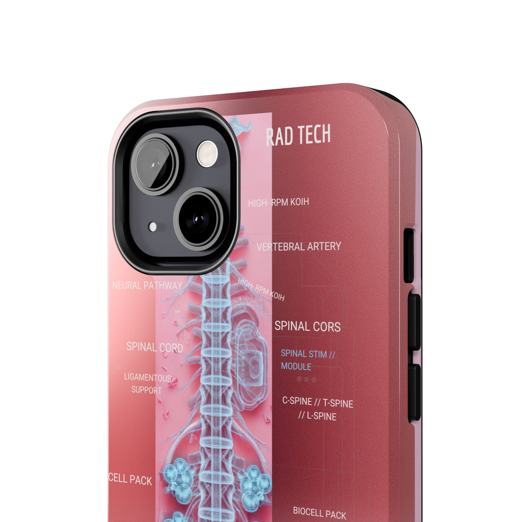 Anatomical Spine Tough Phone Case — Medical X-Ray Design, ‘Spinal Cord’ Labelled