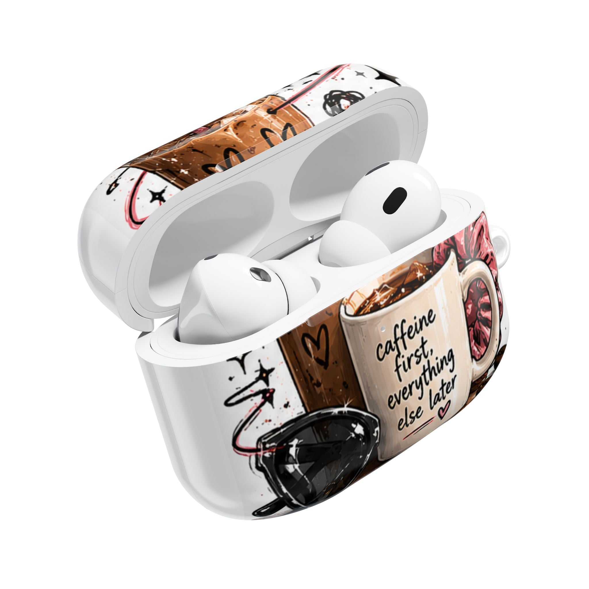 Coffee Lover AirPod Case — “Caffeine First, Everything Else Later” Protective Case
