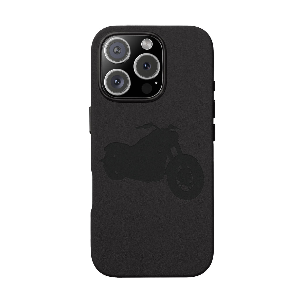 Engraved PU Leather Phone Case — Motorcycle Silhouette