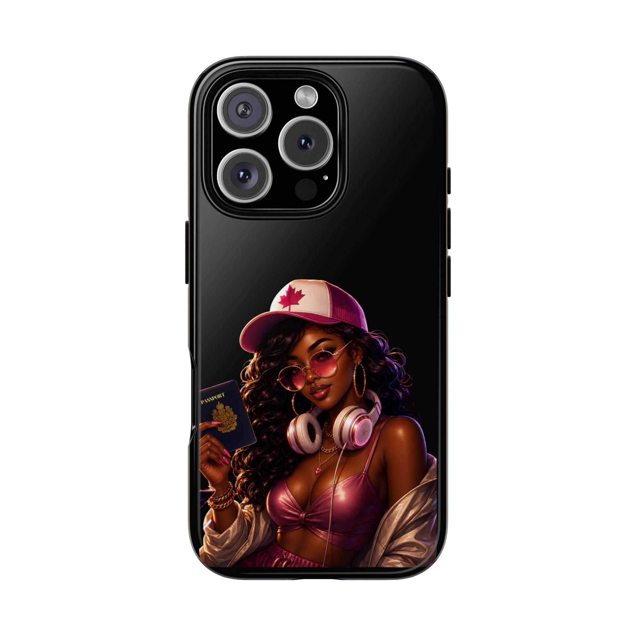 Phone Case — Stylish Urban Woman Design with Maple Cap