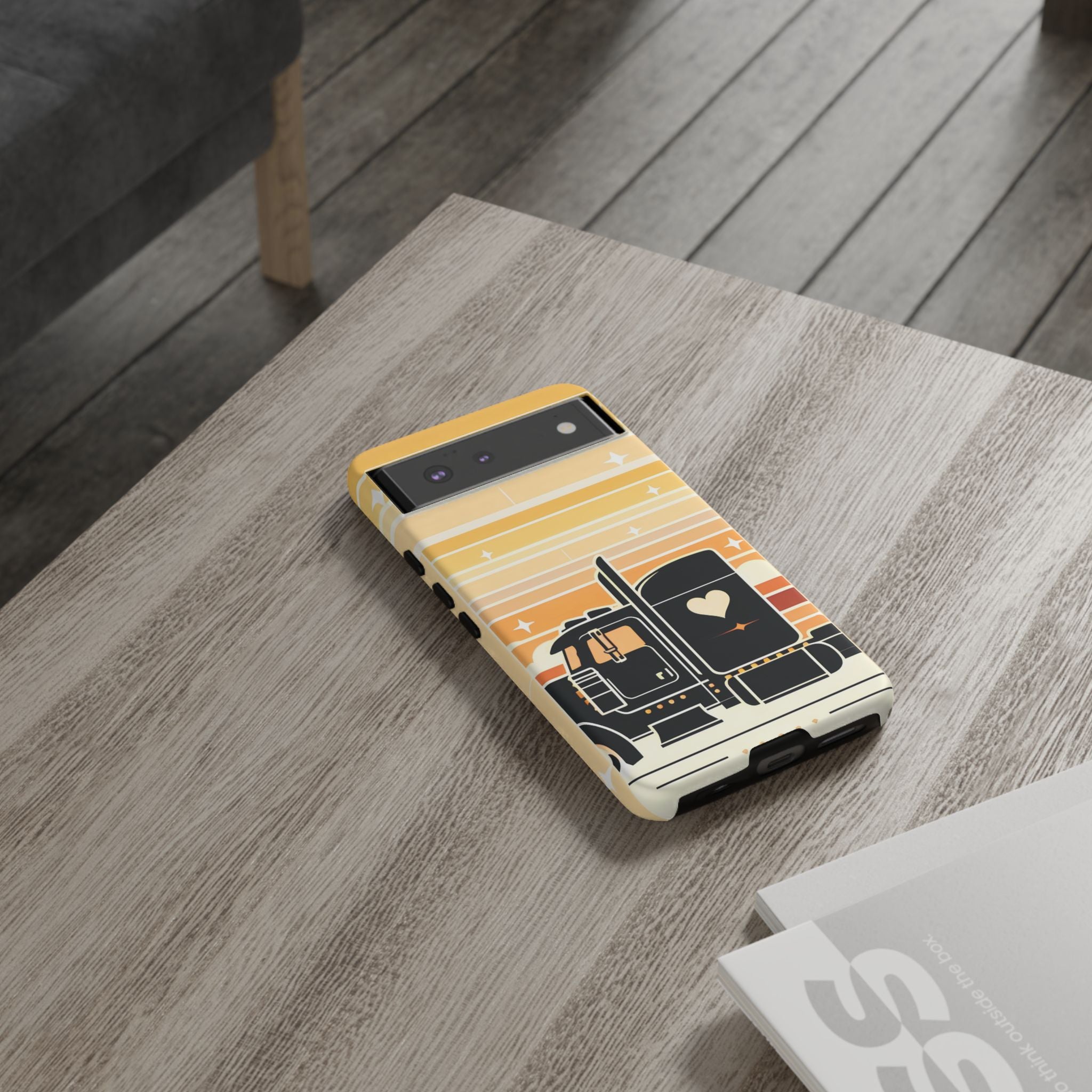 Trucker Heart Phone Case — Retro Semi Truck Protective Phone Cover
