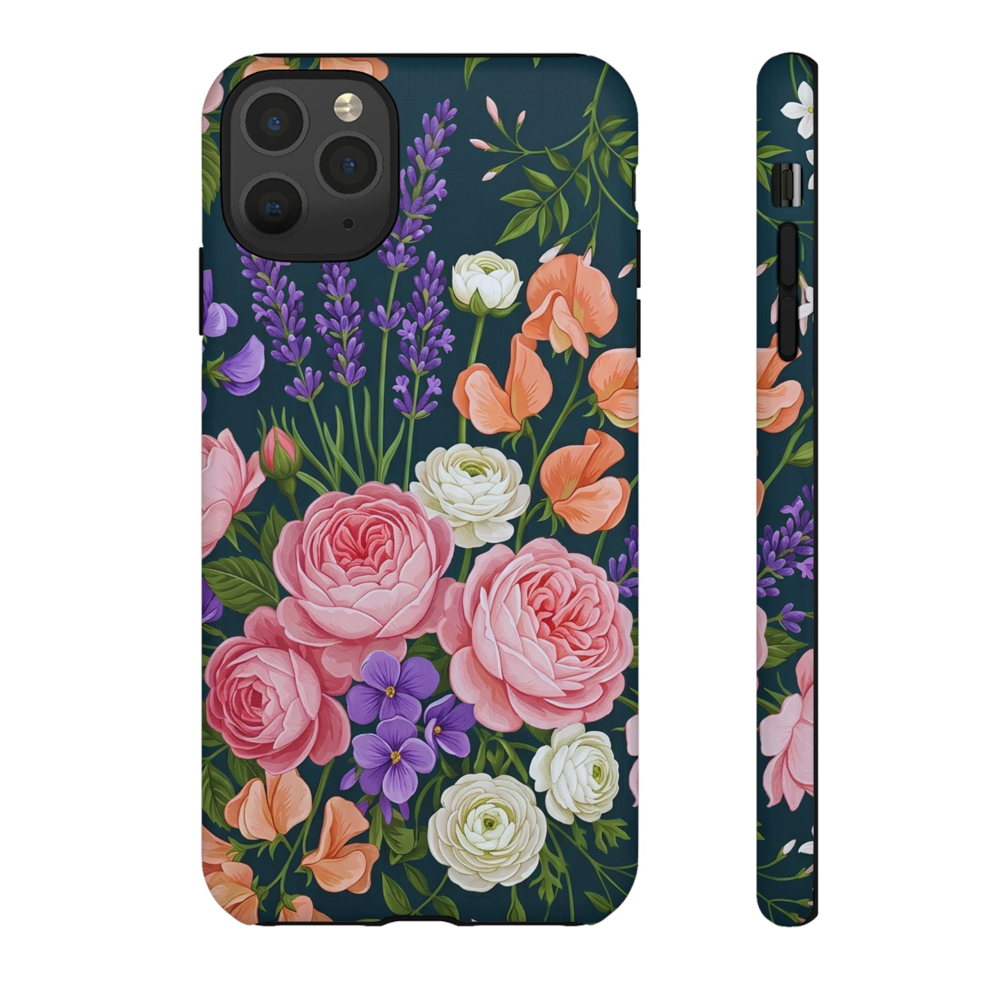 Floral Bouquet Phone Case — Vintage Roses & Lavender Protective Cover