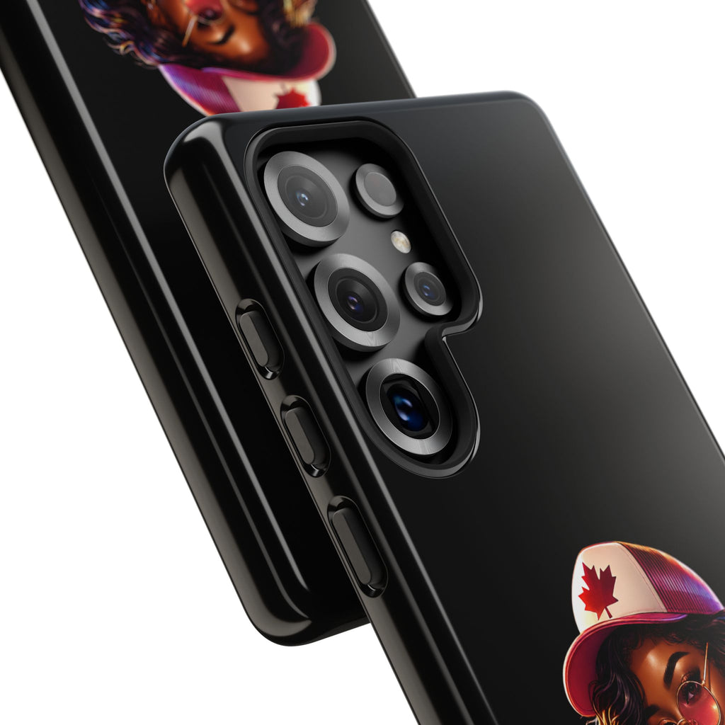 Canadian Vibes Phone Case — Afrobeat Girl with Headphones & Passport Design