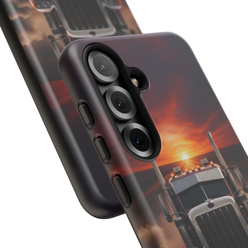 Truck Phone Case — "No Roads. No Limits." Sunset Semi Truck Protective Case