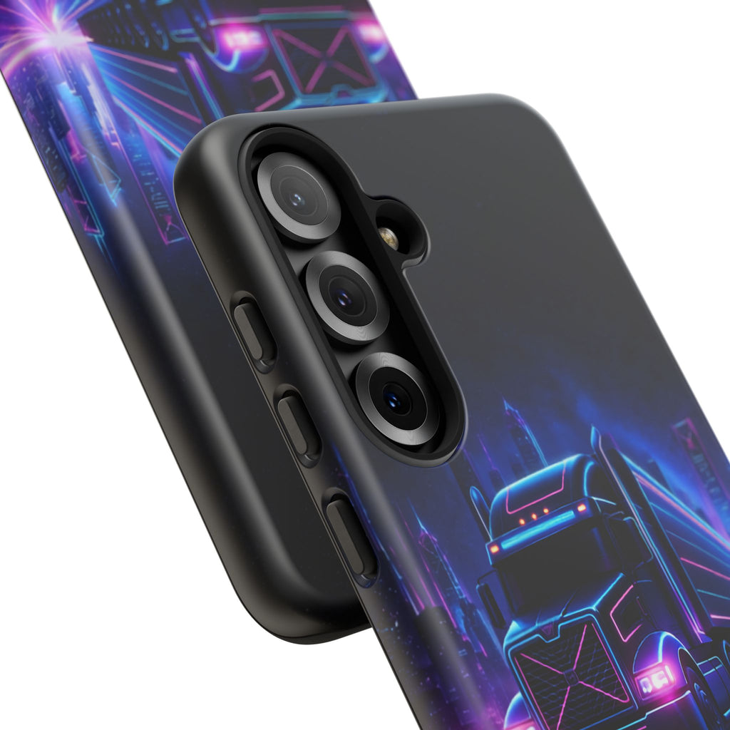 Neon Retro Rig Phone Case — Trucker Semi Truck Nightscape Protective Case
