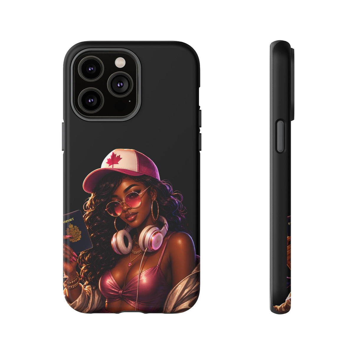 Phone Case - Cool Urban Woman with Headphones & Maple Hat